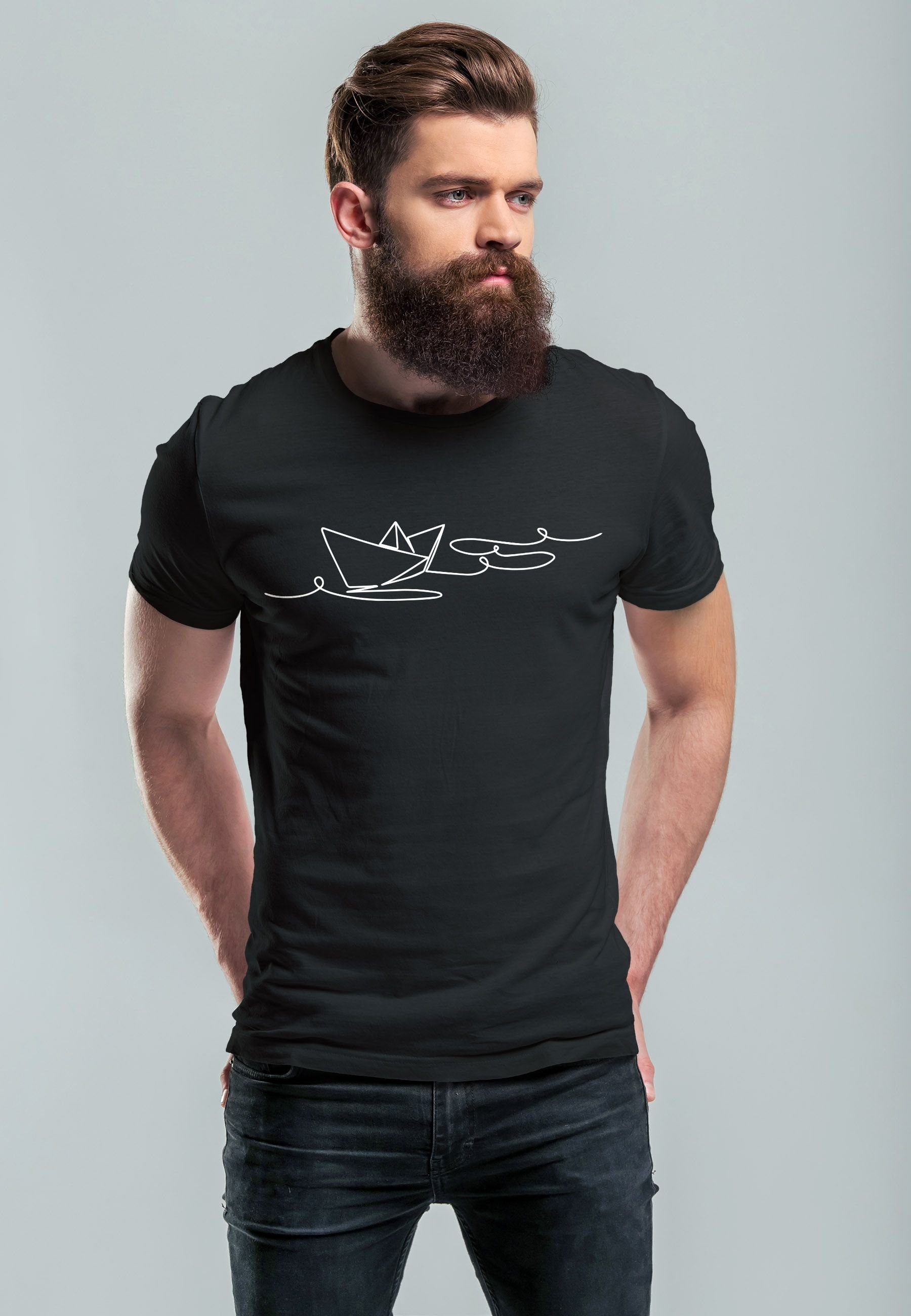 Neverless Print-Shirt Herren T-Shirt Boot Polygon günstig online kaufen