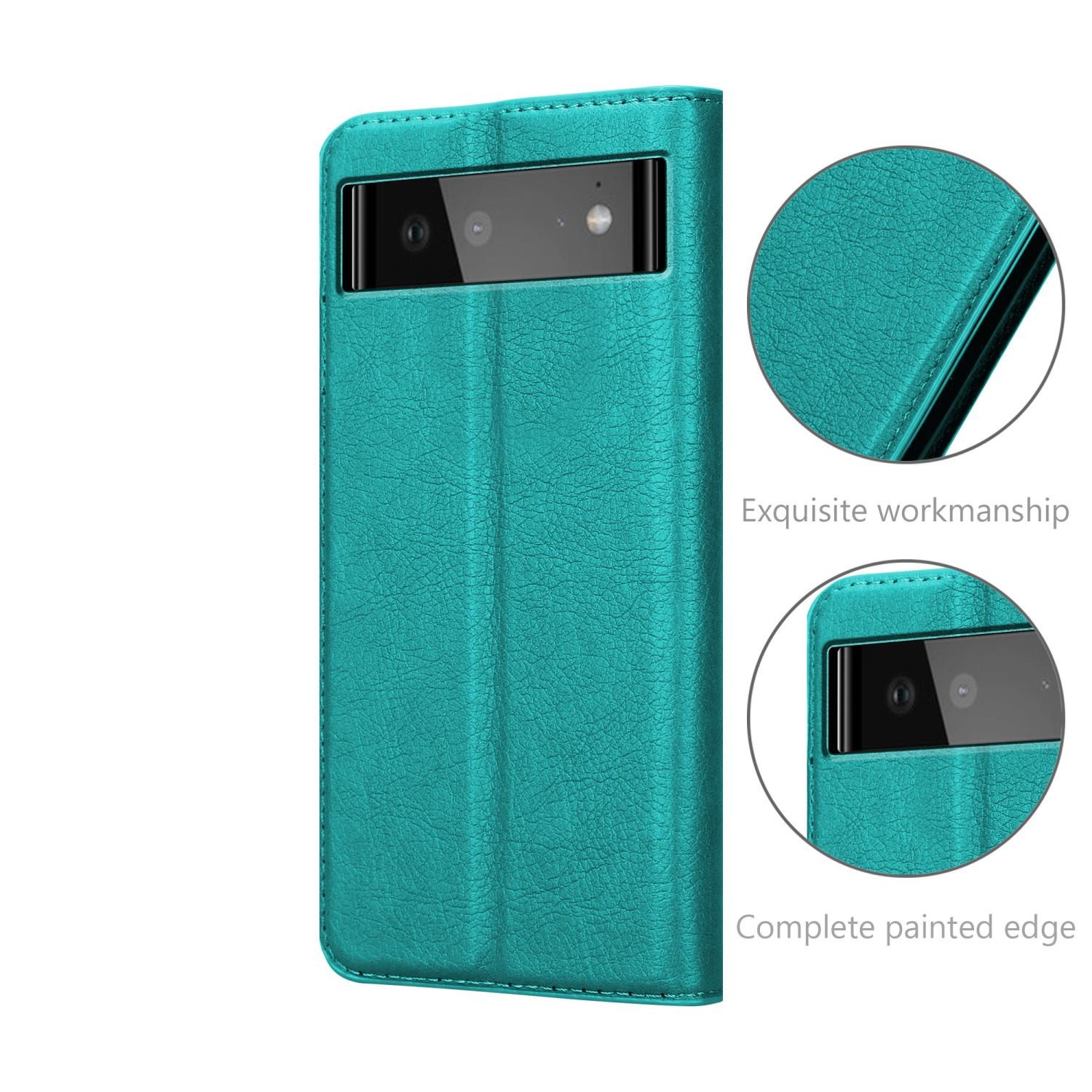 Cadorabo Handyhülle für Google PIXEL 6 Hülle Google PIXEL 6, Hülle Schutzhülle mit Standfunktion, Magnetverschluss und Kartenfach