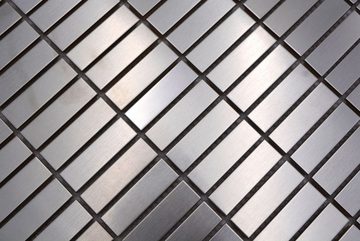 Mosani Mosaikfliesen Mosaik Fliese Edelstahl silber Rechteck silber Stahl gebürstet