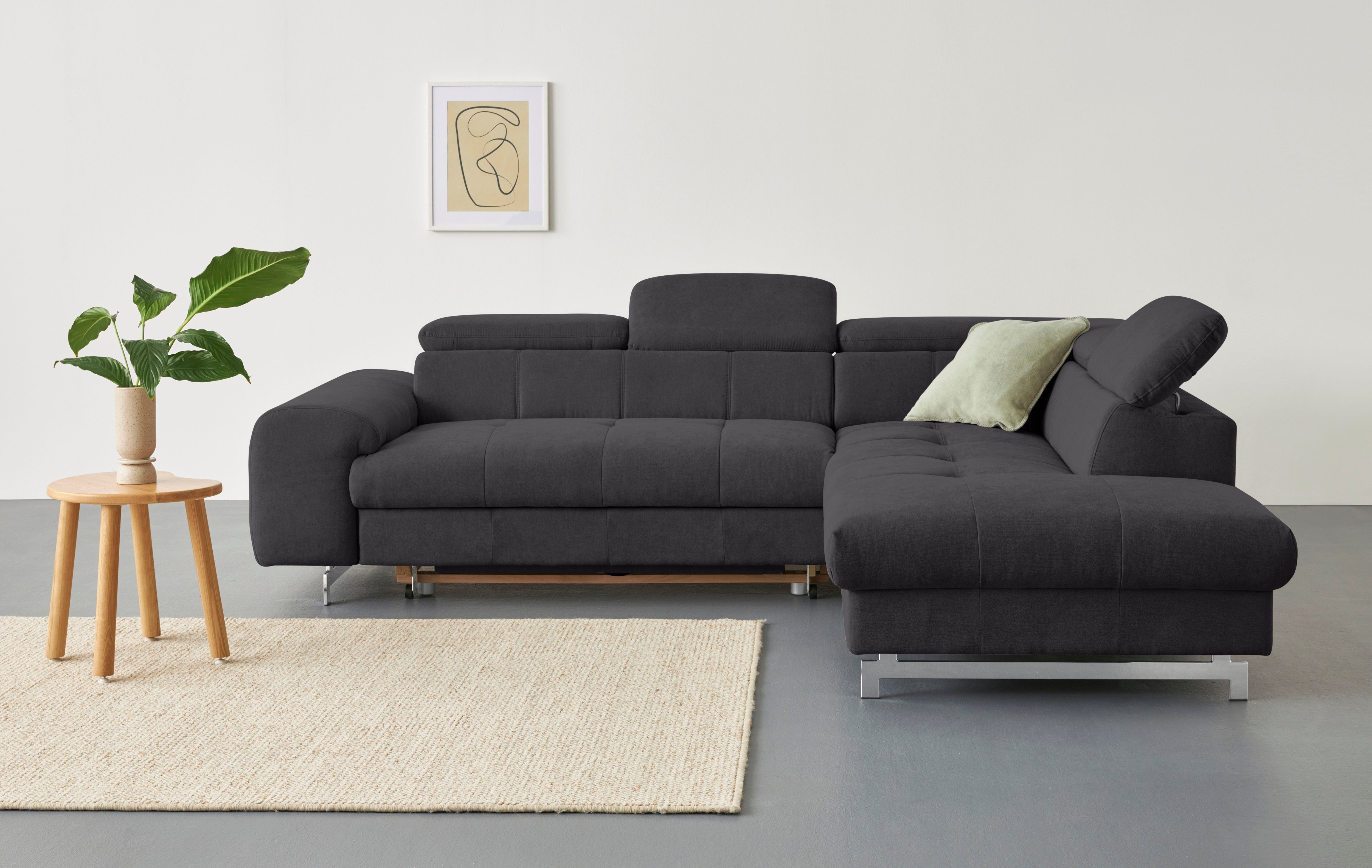 COTTA Ecksofa "Chef L-Form", mit Kopfteilverstellung, edle Metallkufen, wah günstig online kaufen