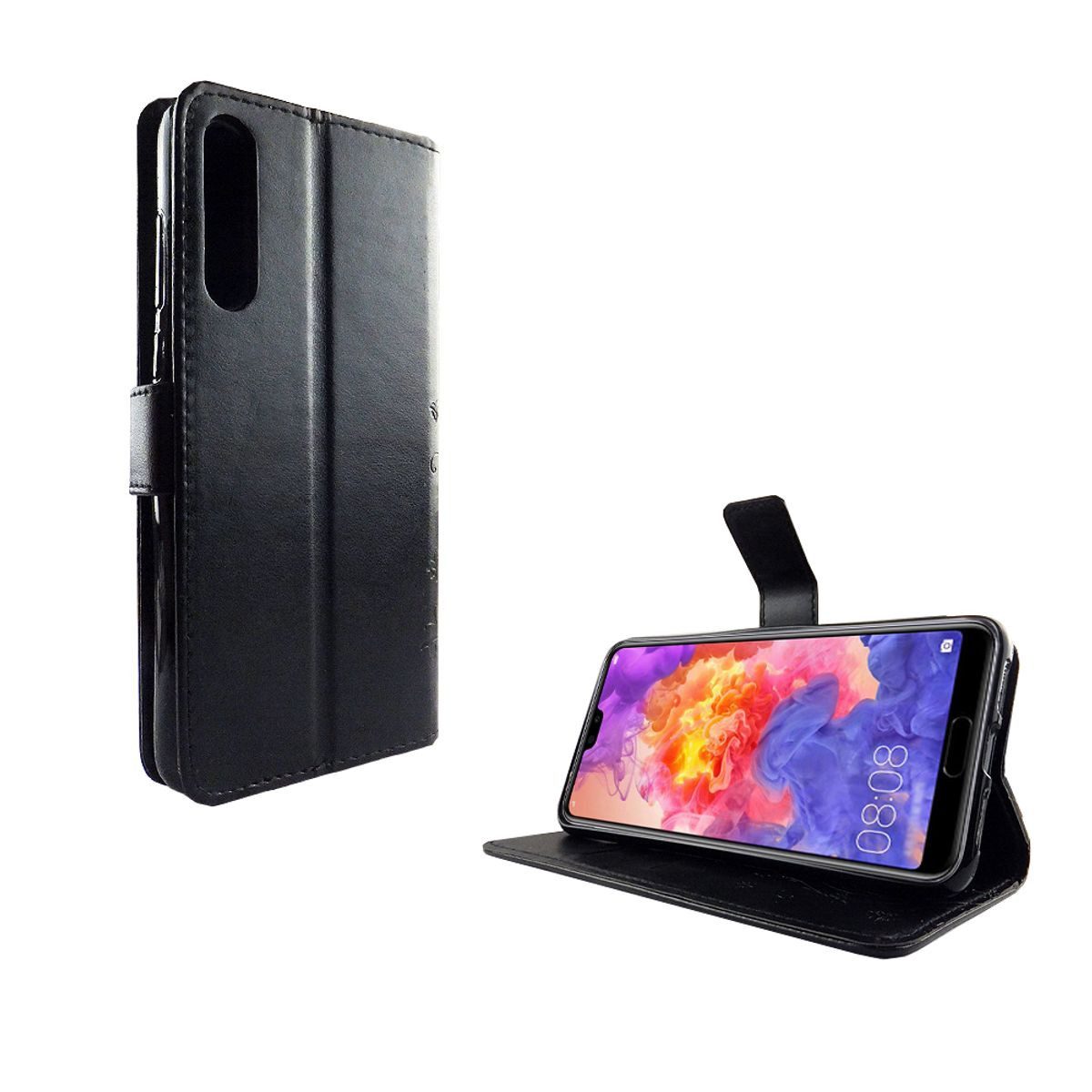 König Design Handyhülle Huawei P20 Pro, Huawei P20 Pro Handyhülle Bookcover Schwarz