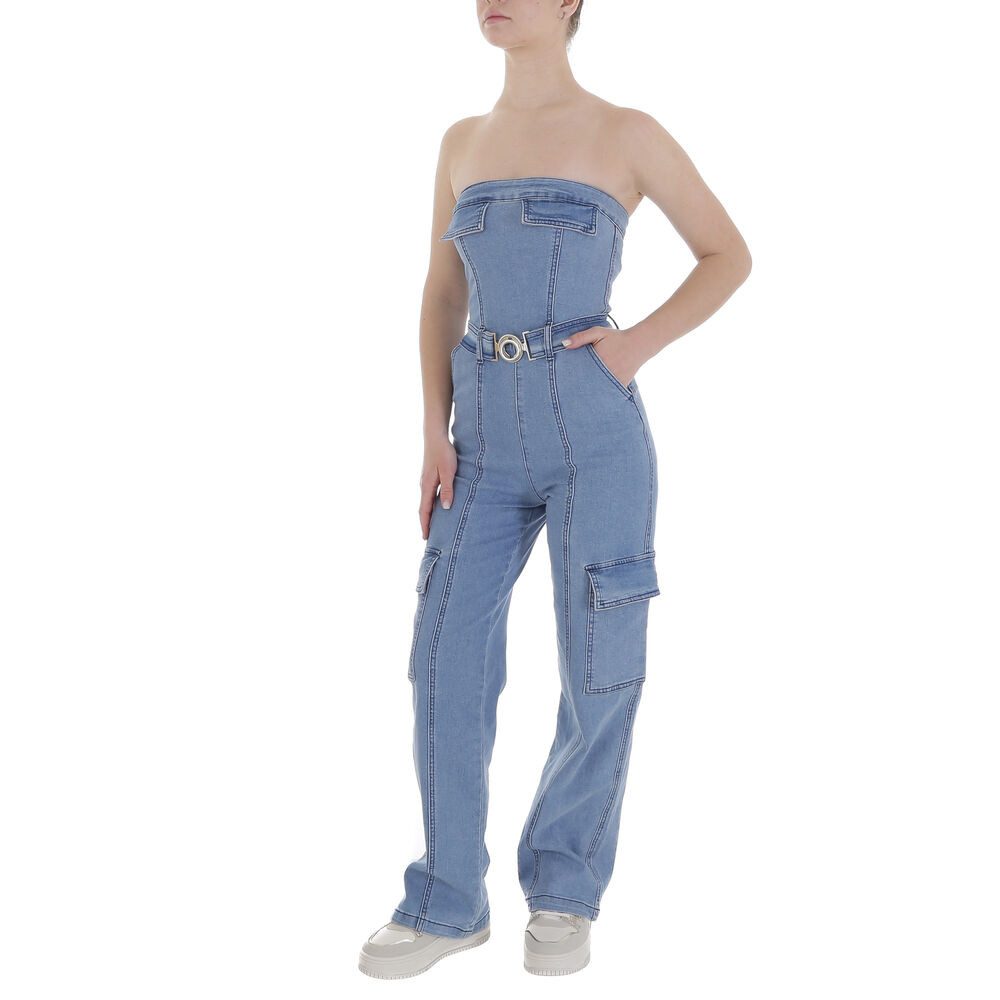 Ital-Design Jumpsuit Taillierter Damen-Jumpsuit mit Gürtel günstig online kaufen