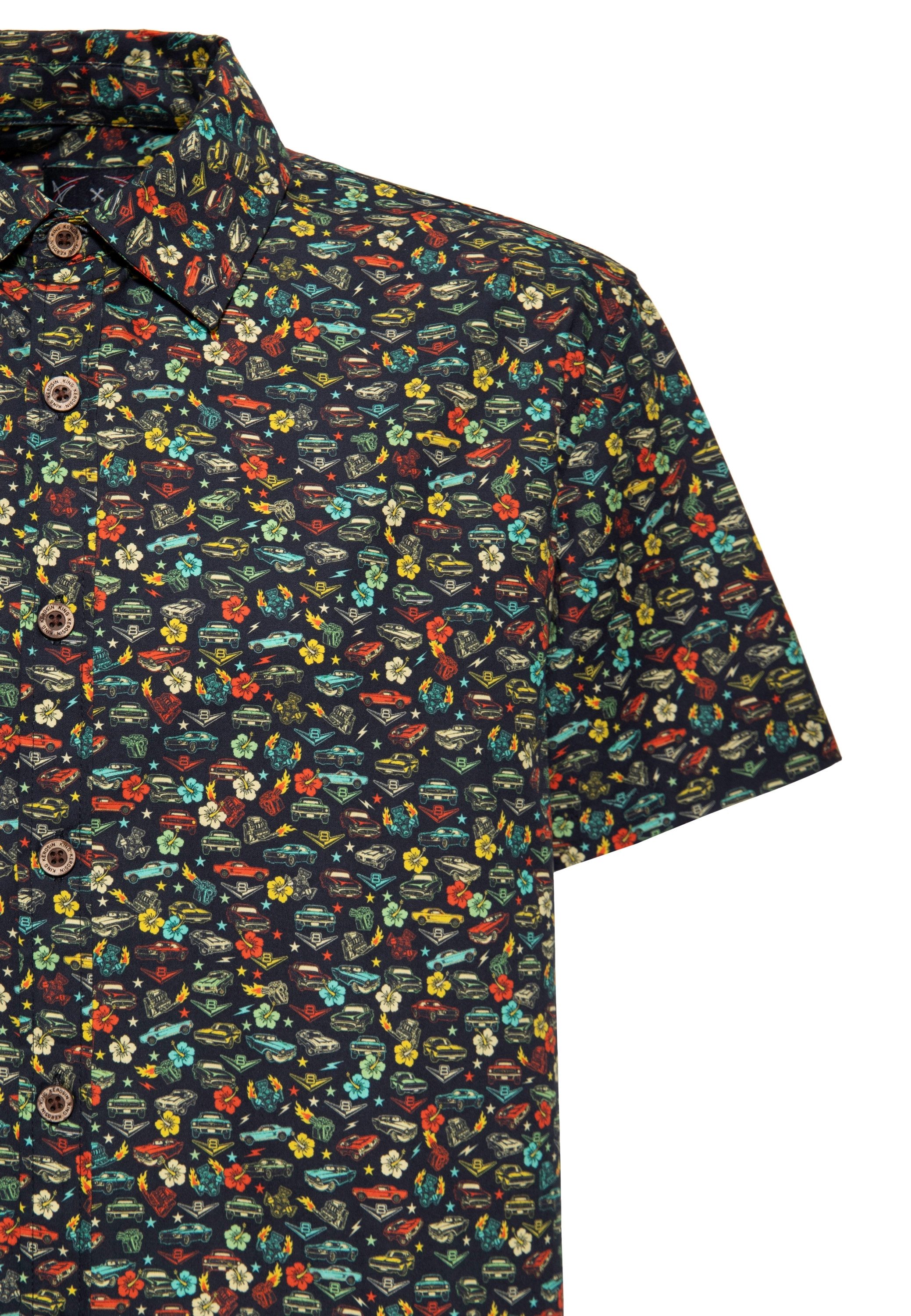 KingKerosin Kurzarmhemd V8 mit Allover-Print