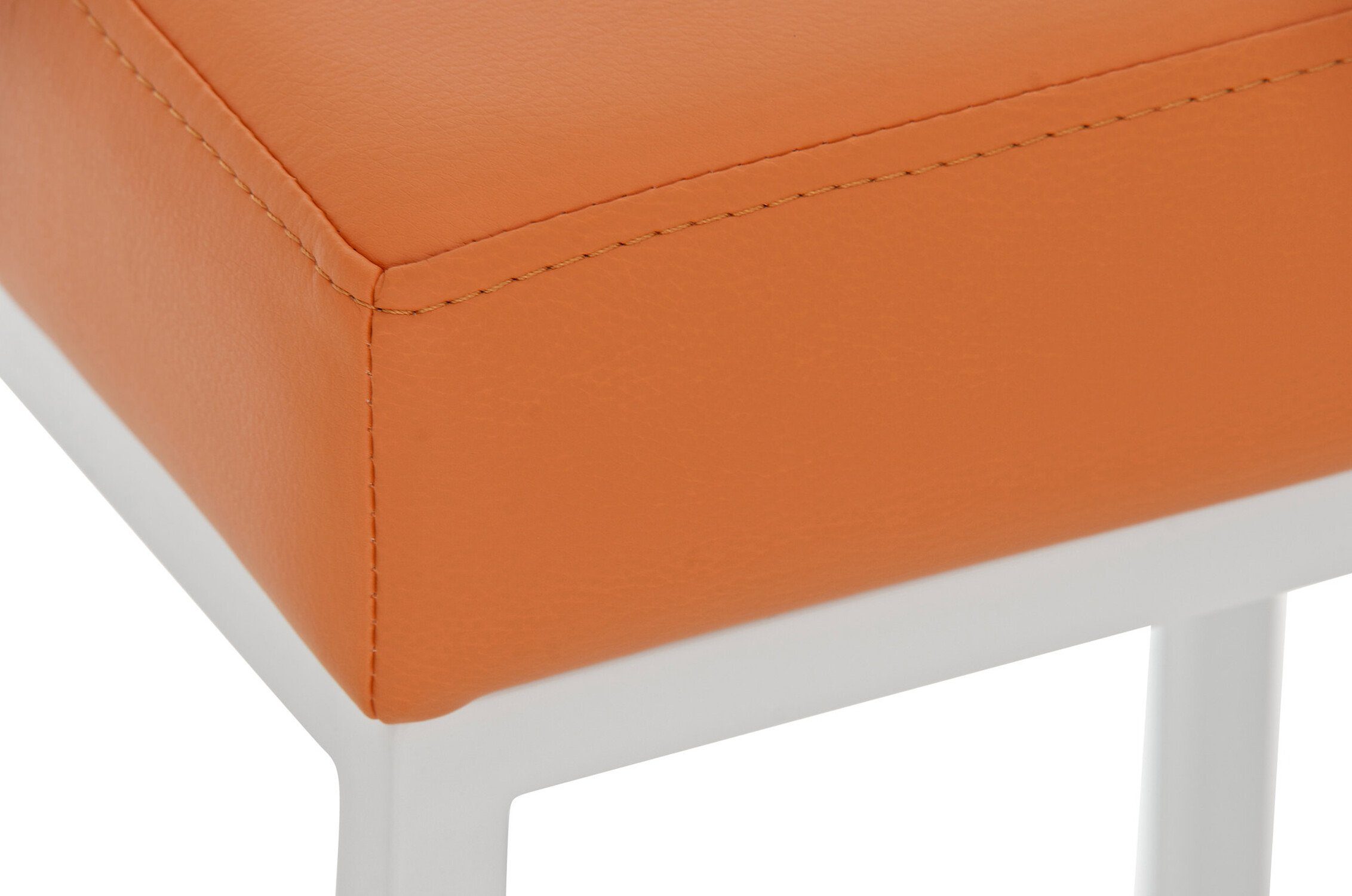 & (mit - Theke und weiß für Orange - Polsterung Hocker Montana-B TPFLiving - Küche), Sitzfläche: Thekenhocker matt Fußstütze hochwertiger Gestell Barhocker Kunstleder