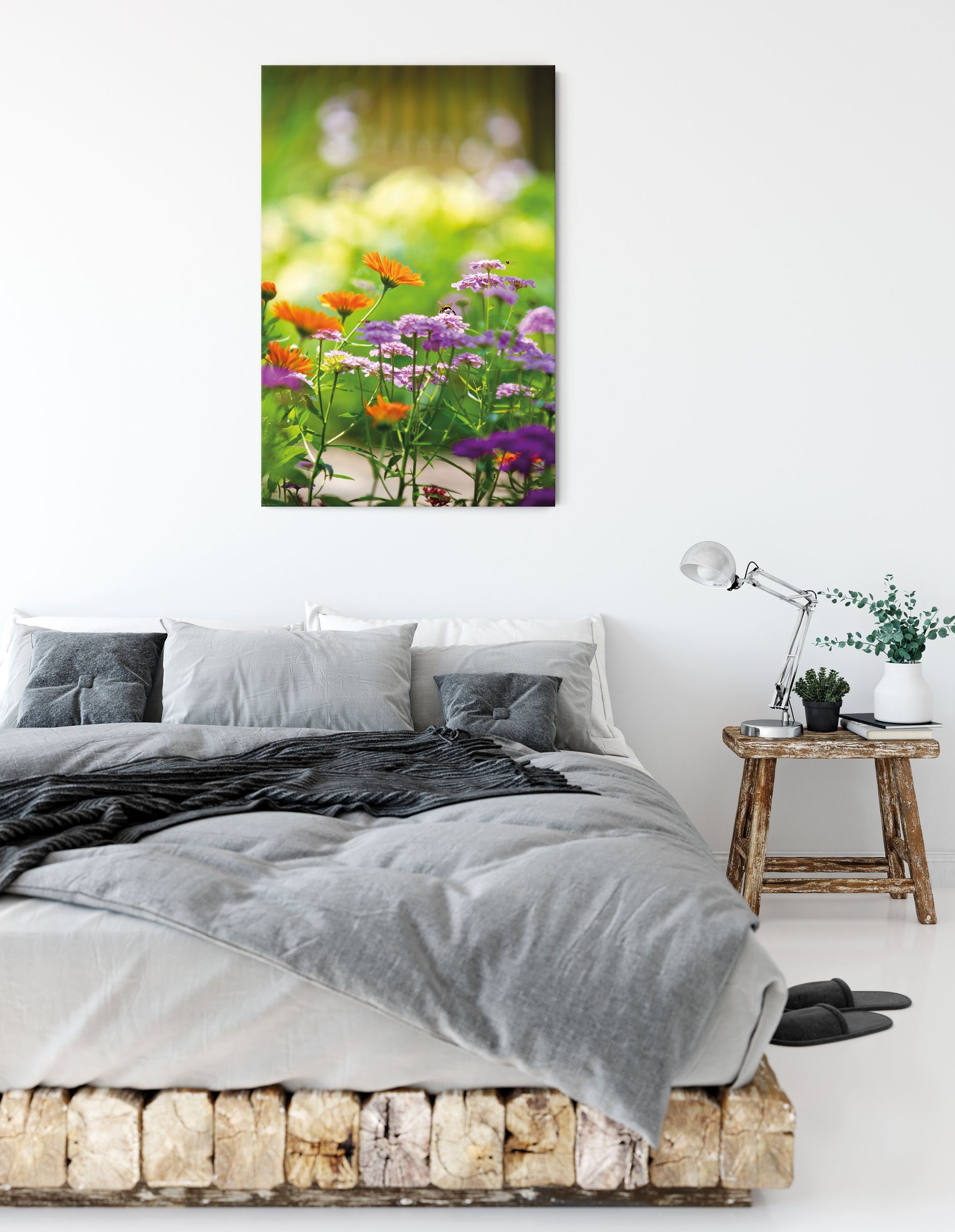 Pixxprint Leinwandbild Blumenwiese, Blumenwiese (1 St), Leinwandbild fertig bespannt, inkl. Zackenaufhänger