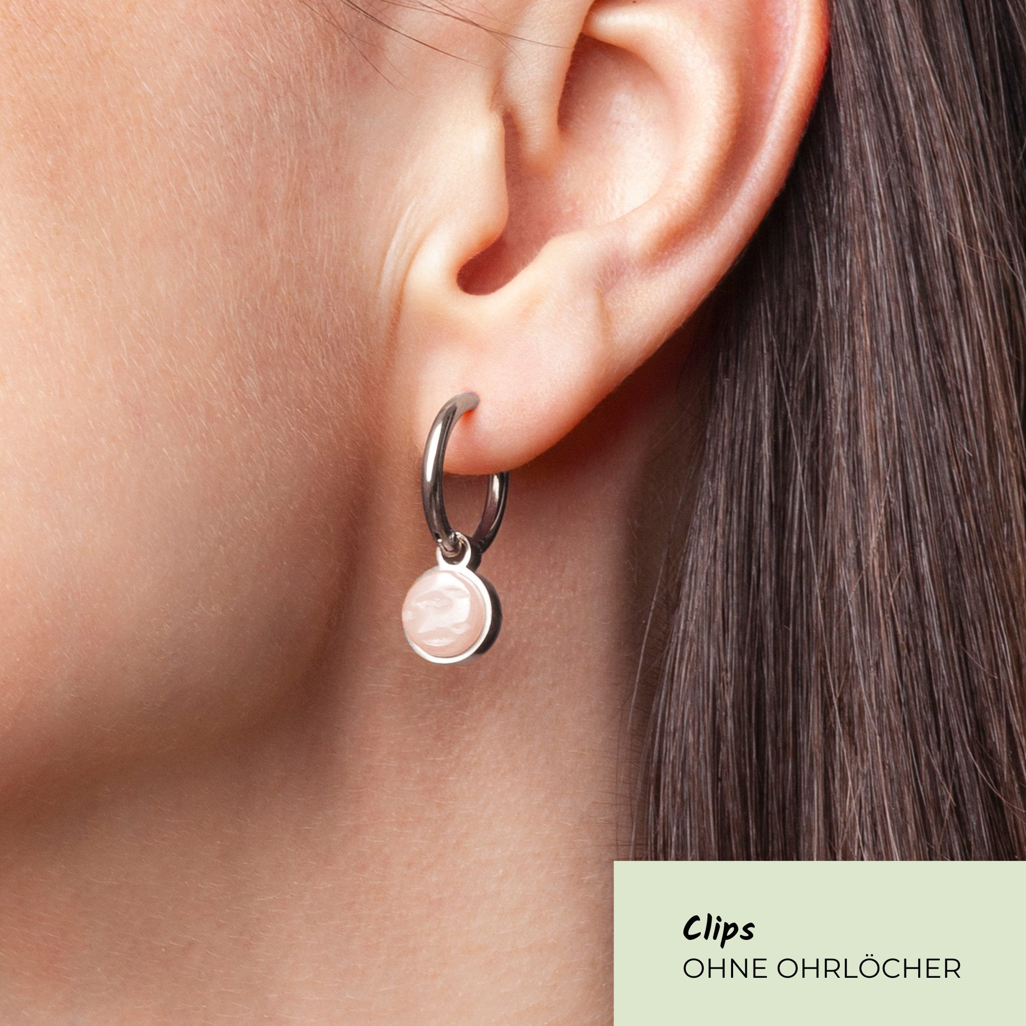 ALEXASCHA Paar Ohrclips Clip Creolen mit Einhänger • Mix & Match Ohrringe ohne Ohrloch • 18mm