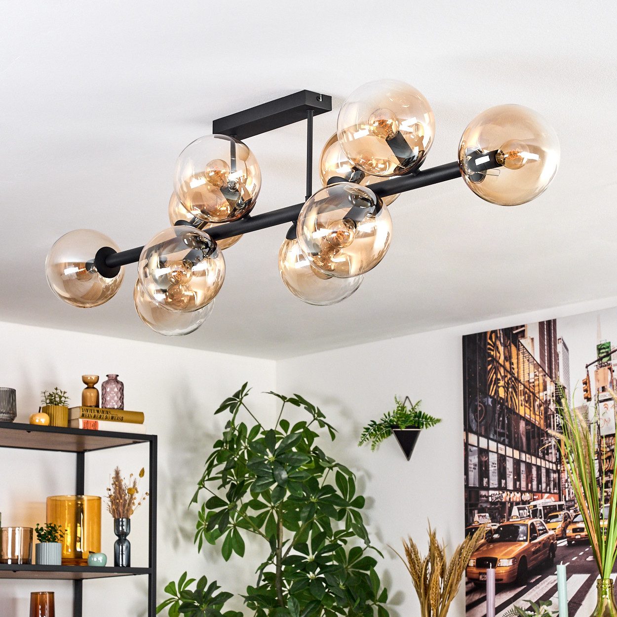 hofstein Deckenleuchte 10-flammige Deckenlampe aus Metall/Glas günstig online kaufen