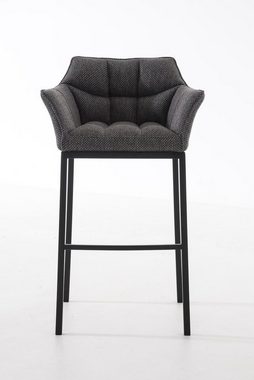 TPFLiving Barhocker Damaso (mit Rückenlehne und Fußstütze - Hocker für Theke & Küche), 4-Fuß Gestell schwarz - Sitzfläche: Stoff Titangrau