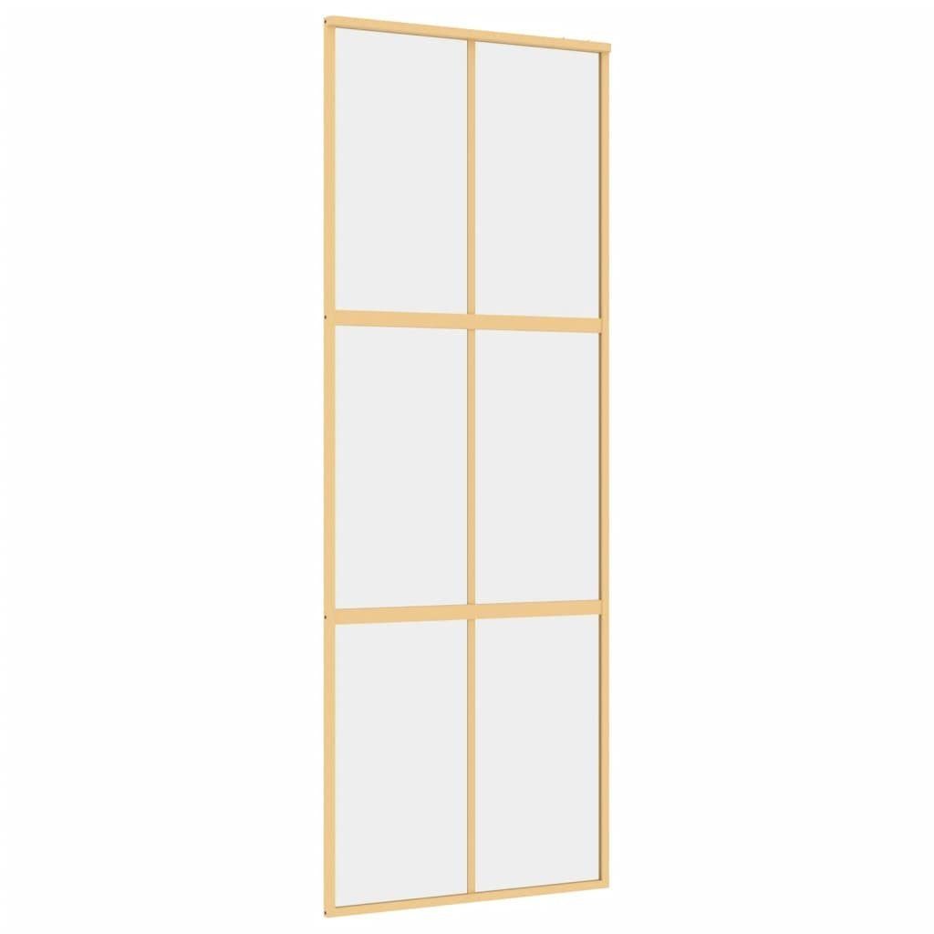 vidaXL Zimmertür Schiebetür Golden 76x205 cm ESG-Klarglas und Aluminium Zimmertür