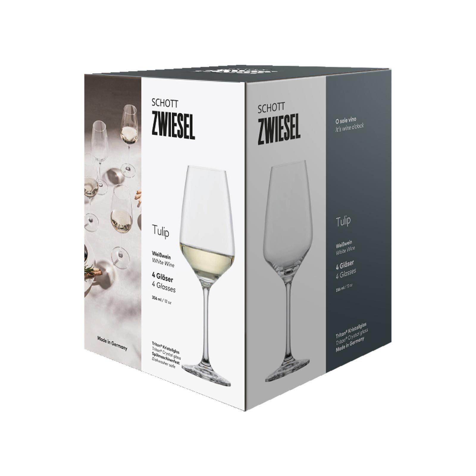 SCHOTT ZWIESEL Weißweinglas Tulip Weißweingläser 356 ml 4er Set, 4-tlg., Glas