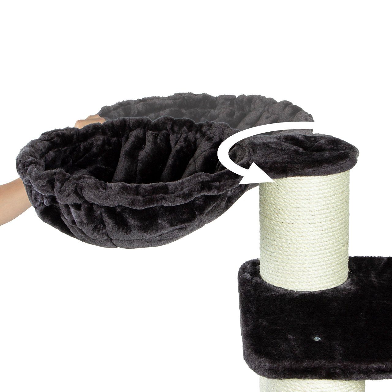 Thumbnail - Canadian Cat Company Kratzbaum Kratzbaum Brockville - anthrazit, robust und standfest, mit Kuschelbett und Hängematte ca...