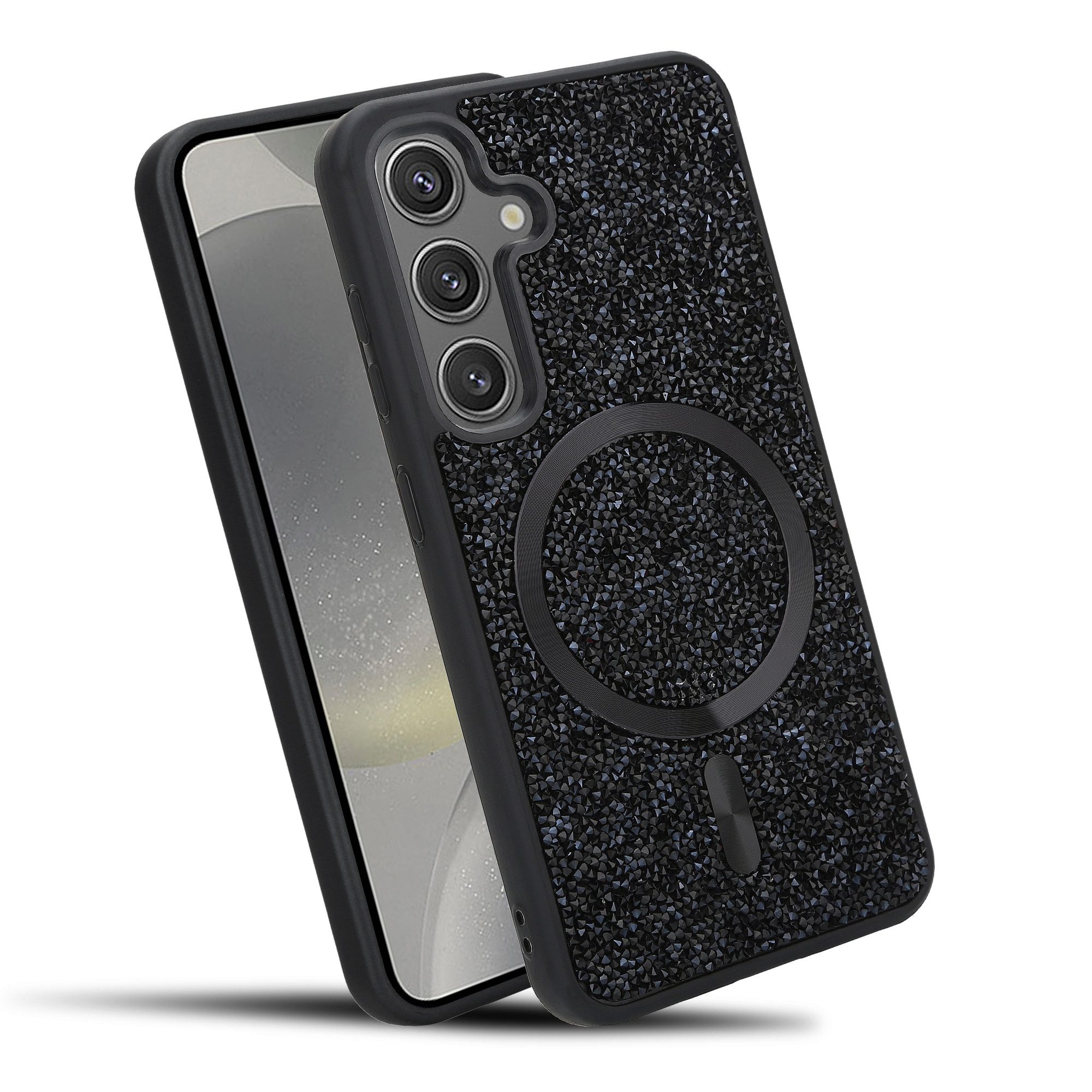 Cadorabo Handyhülle für Samsung Galaxy S25 Glitzer Hülle MagSafe kompatibel Samsung Galaxy S25, Hülle Schutzhülle Case Cover kompatibel mit Magsafe Diamant Glitzer