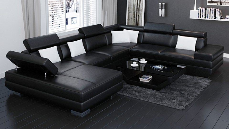 JVmoebel Ecksofa Ledersofa U-Form K5009 Ecksofa Couch in Europa Teile, Made Design Garnitur Sofort, 1 Sofa