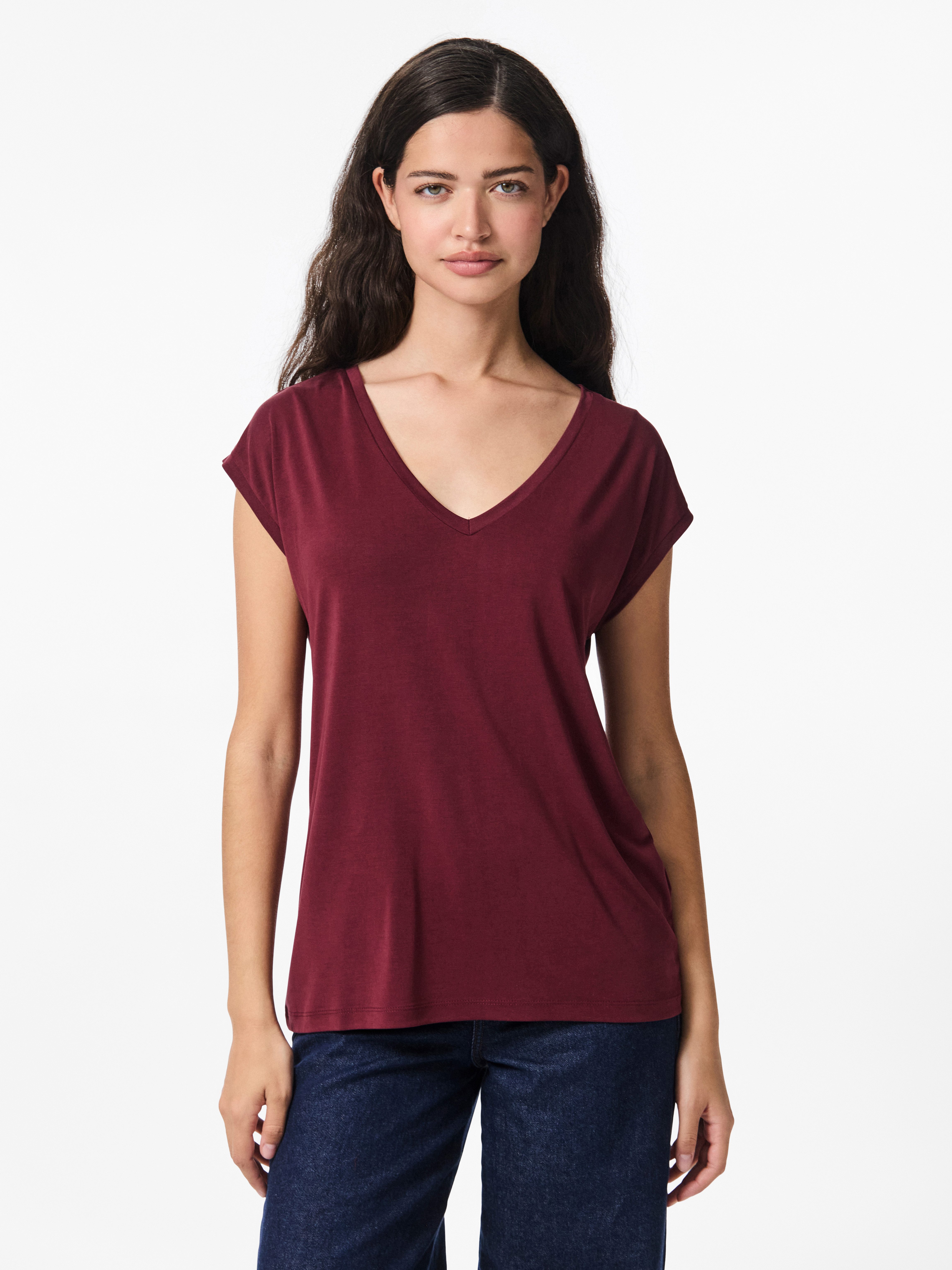 pieces Kurzarmshirt PCKAMALA TEE NOOS BC Materialmix, regular fit