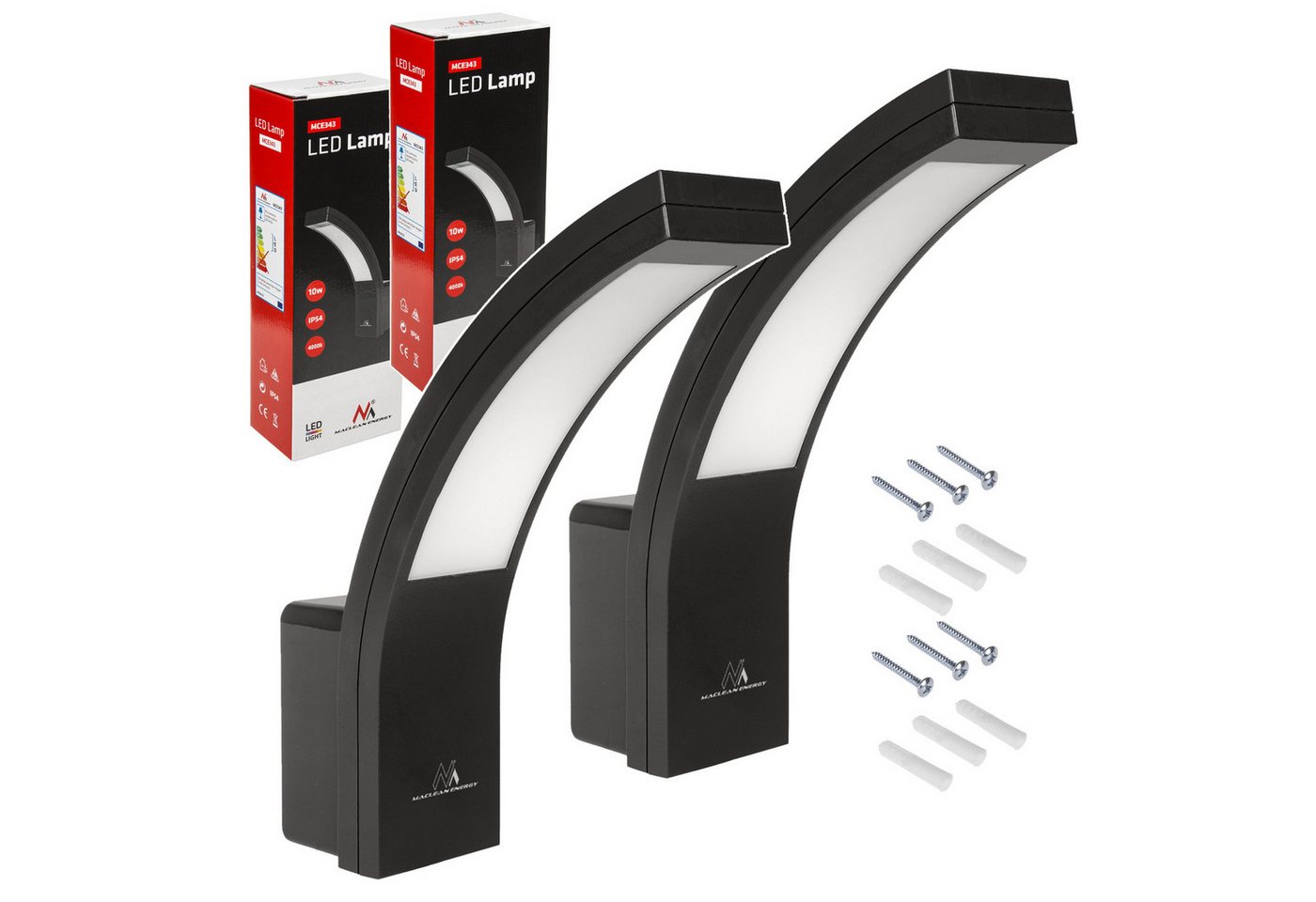 Maclean LED Außen-Wandleuchte MCE343 Wandlampe 10W 2000lm IP54, LED fest integriert, Neutralweiß, für Garten, Garage & Hauseingang, Neutralweiß 4000K