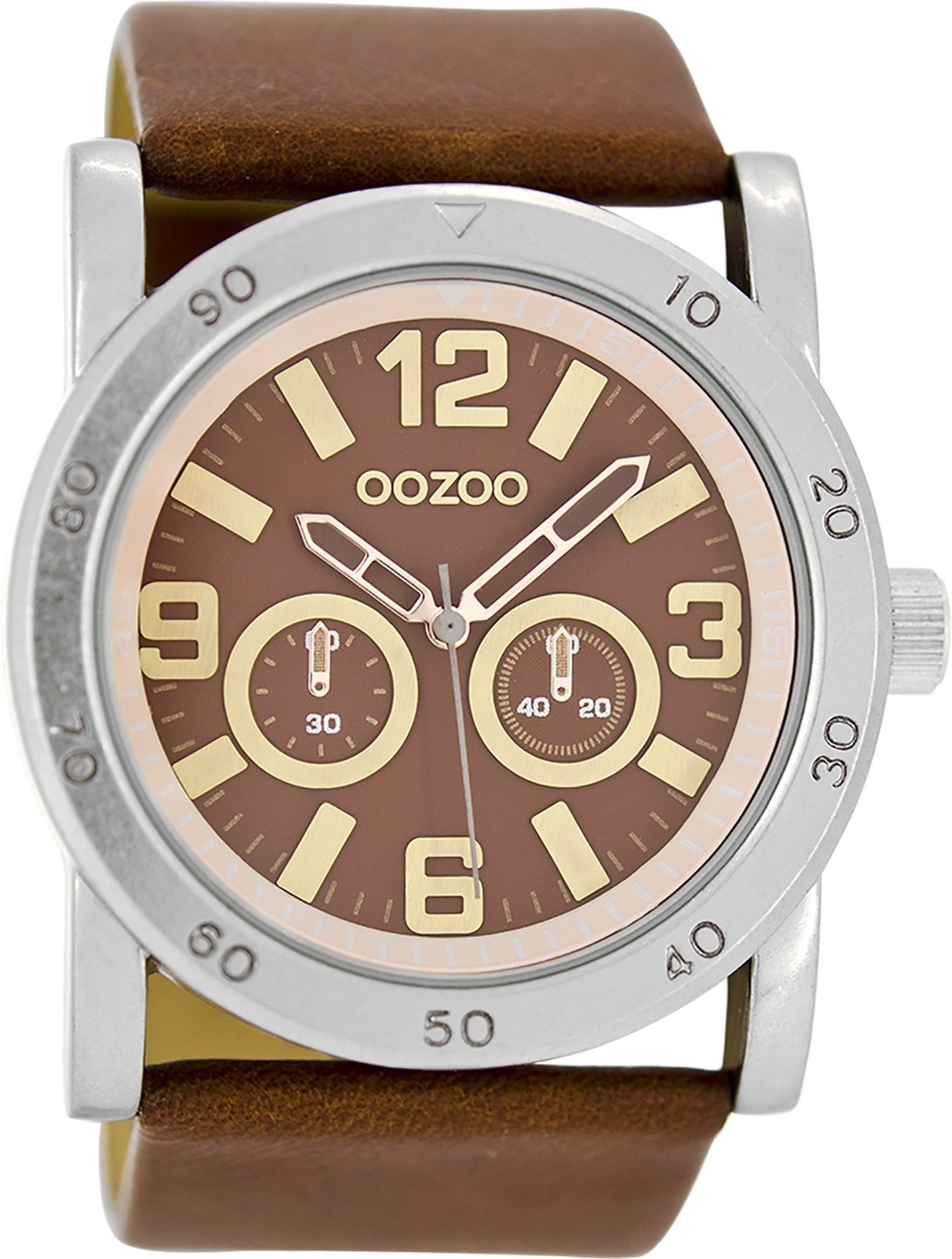 OOZOO Quarzuhr Oozoo Herren Uhr Luxus matt Leder, (Analoguhr), Herrenuhr rund, extra groß (ca. 47mm) Lederarmband, Luxus-Style