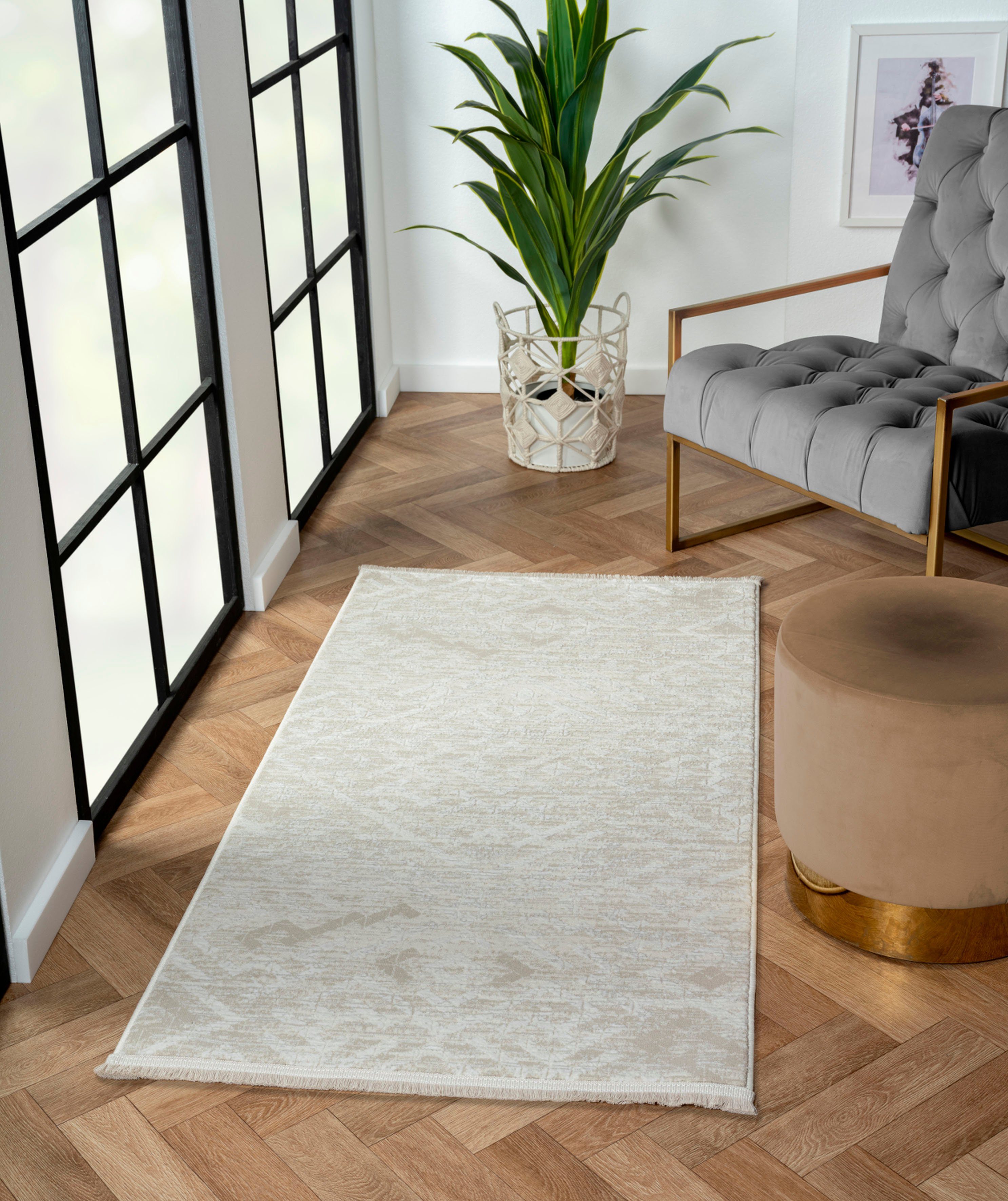 Myflair Möbel & Accessoires Teppich My Type 2, LAGERRÄUMUNG!, rechteckig, Höhe: 10 mm, Kurzflor, Ethno-Style, besonders weich durch Microfaser, mit Fransen