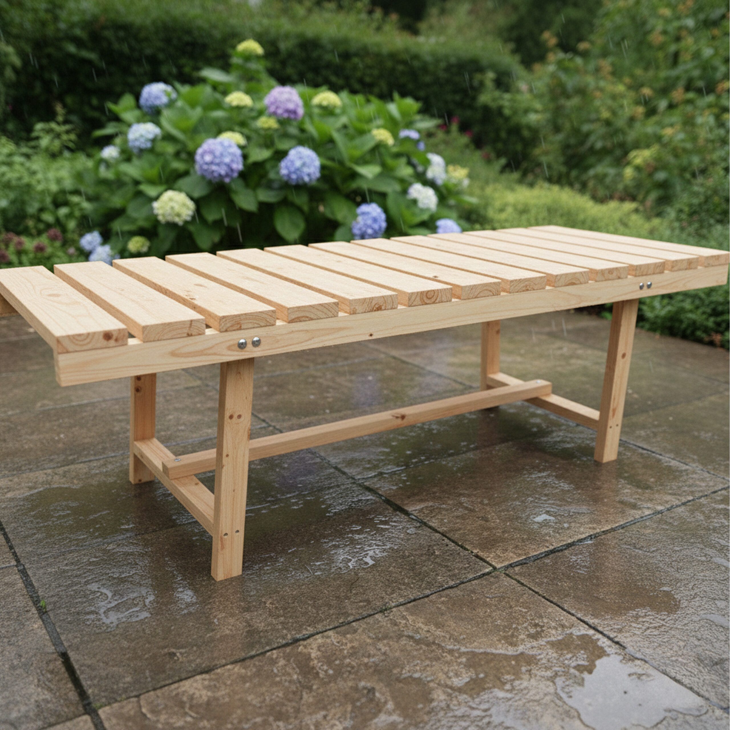 relaxdays Gartenbank 2 Sitzer Tannenholz, natur