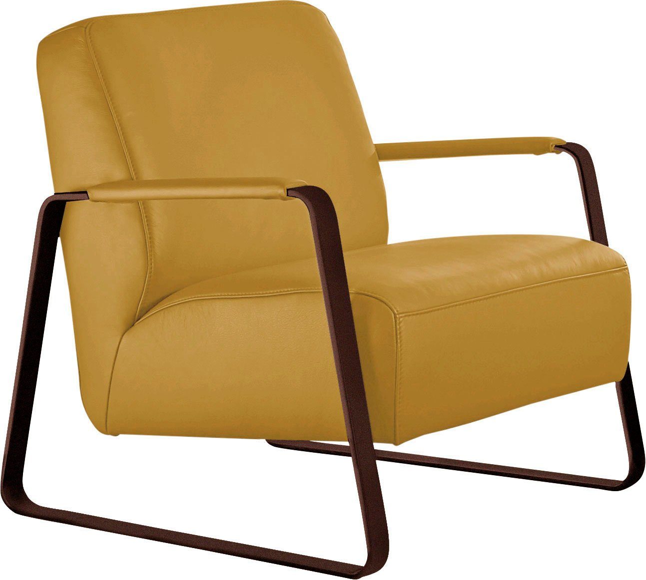 W.SCHILLIG Cocktailsessel quadroo, LIMITED EDITION in Trendfarbe Kurkuma,  Gestell in Bronze