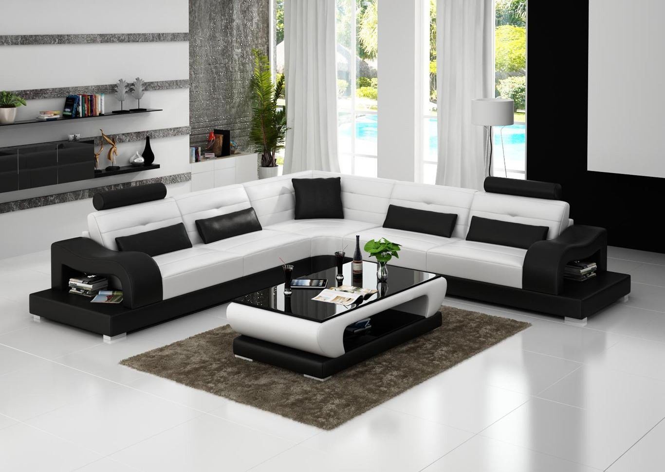Weiß Modern Sofa Ecksofa, Design L JVmoebel Form Wohnlandschaft Couch Ledersofa