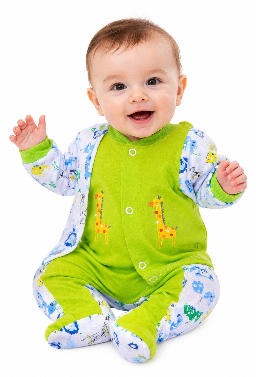 La Bortini Strampler Baby Set Stramplerhose Hemdchen Anzug in Grün (Erstlingsset für Neugeborene, 2-teilig) aus Baumwolle, unisex, 74