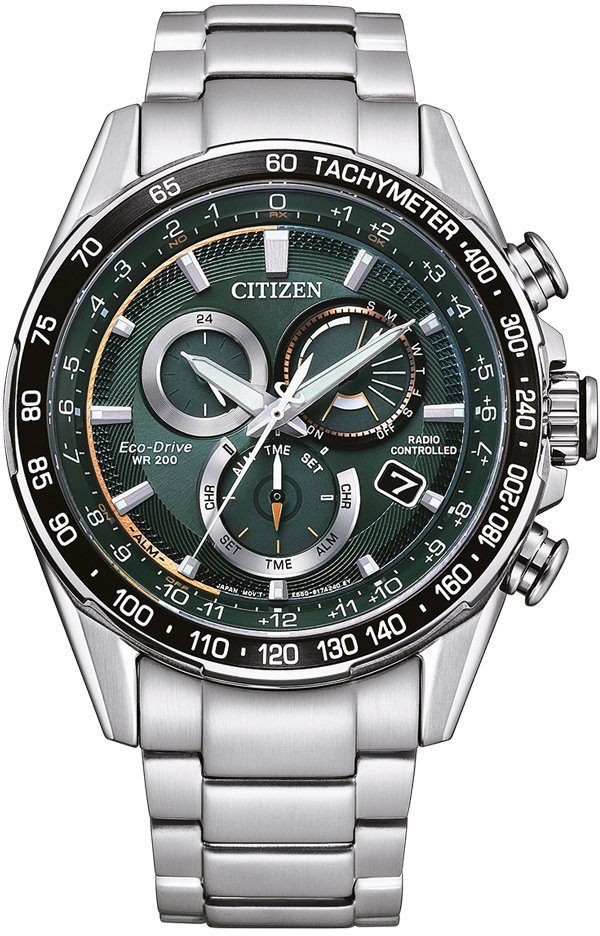 Citizen Funkchronograph CB5914-89X, Armbanduhr, Herrenuhr, Solar, Stoppfunktion, bis 20 bar wasserdicht