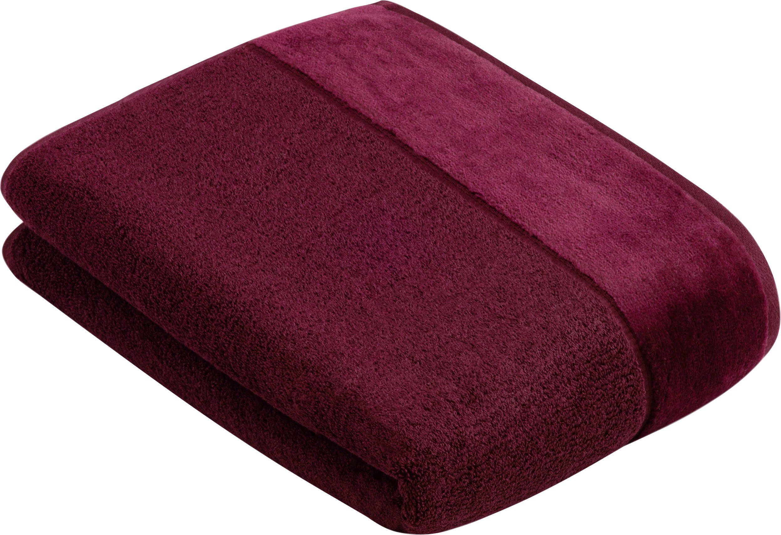 & Pure, Frottier Badetuch mit Veloursbordüre berry eleganter Baumwolle (1-St), VEGAN, Vossen