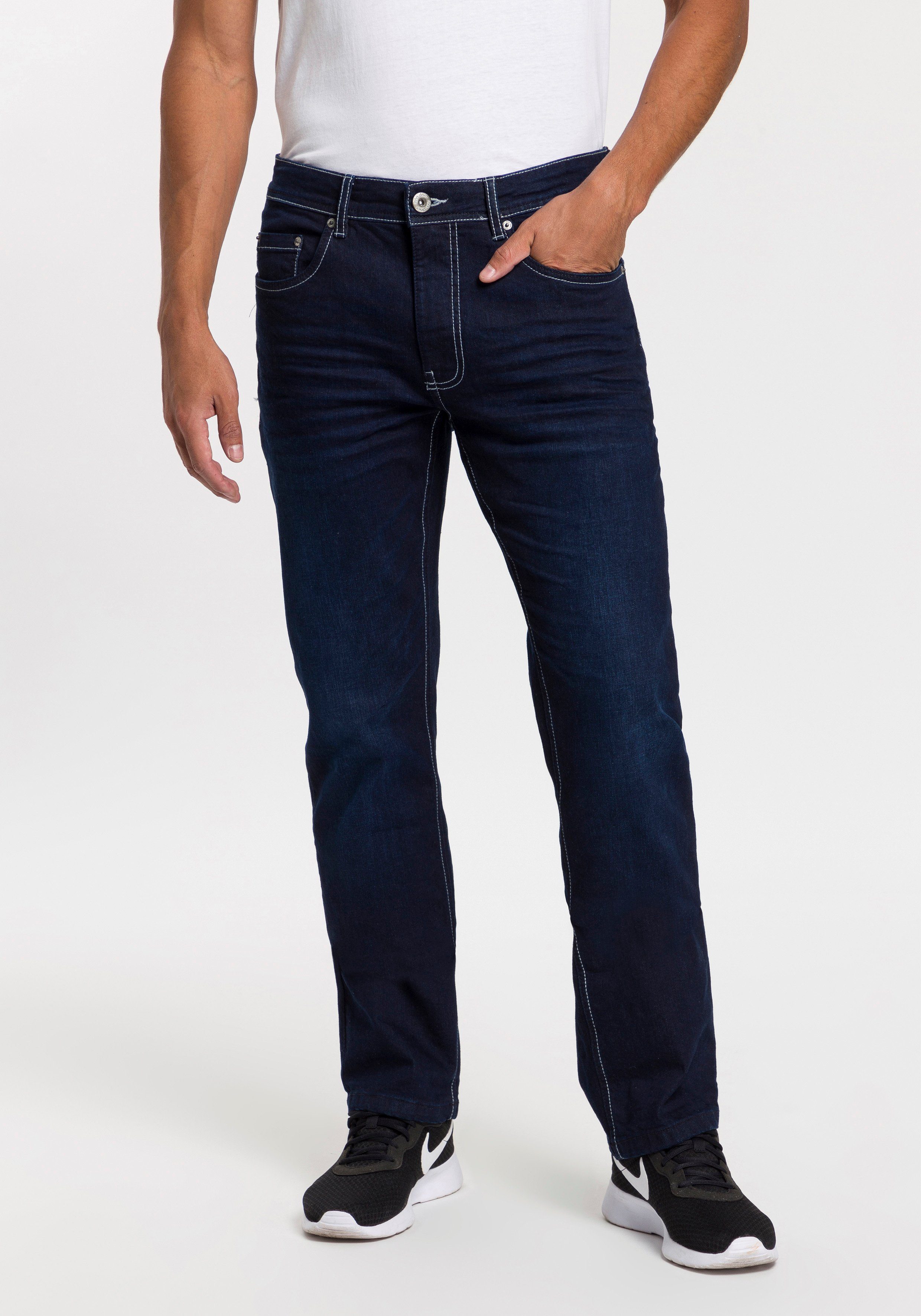 John Devin Straight-Jeans mit Stretch darkblue-used