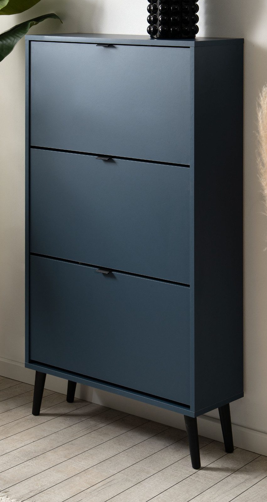 Furn.Design Schuhkipper Aldan (Schuhschrank in blau, 70 x 125 cm), mit 3 Klappen / 6 Schuhfächer