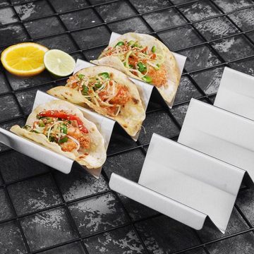 Fivejoy Tortillaform Edelstahl Taco-Halter 4er-Set mit Griffen-Geeignet für Grill&Backofen