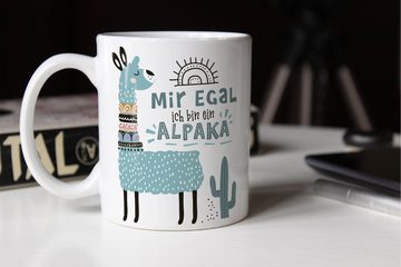 SpecialMe Tasse Kaffeetasse Spruch Mir egal ich bin ein Alpaka - Alpaka-Motiv Lama Geschenk Alpaka-Liebhaber Bürotasse SpecialMe®, Keramik