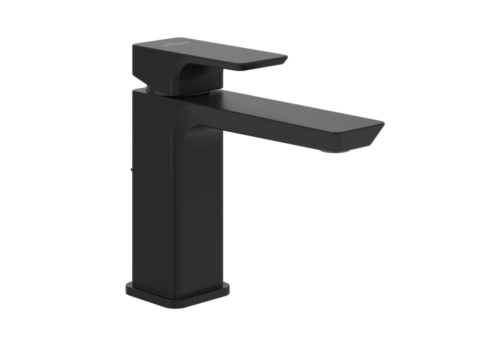 Villeroy & Boch Waschtischarmatur Subway 3.0 Einhebelmischer mit Zugstangen-Ablaufgarnitur, Mattschwarz (flacher Hebelgriff, Normalstrahl, Keramikmischsystem, DN15, Waschbeckenarmatur) SmartPressure max. 7 l/min, Durchlauferhitzer geeignet