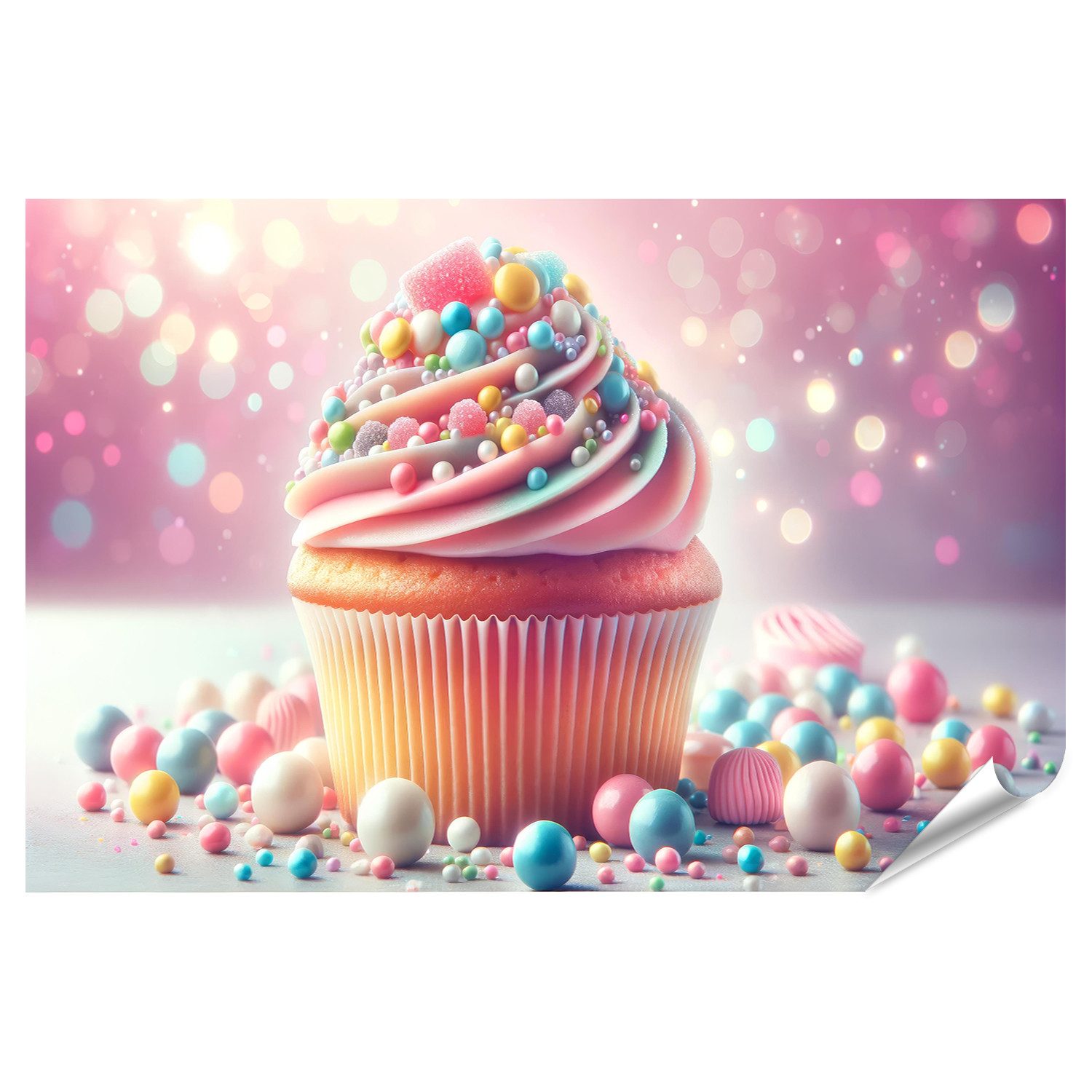 Poster Bunter Cupcake, leuchtende Farben tolles Küchenbild für die Küche