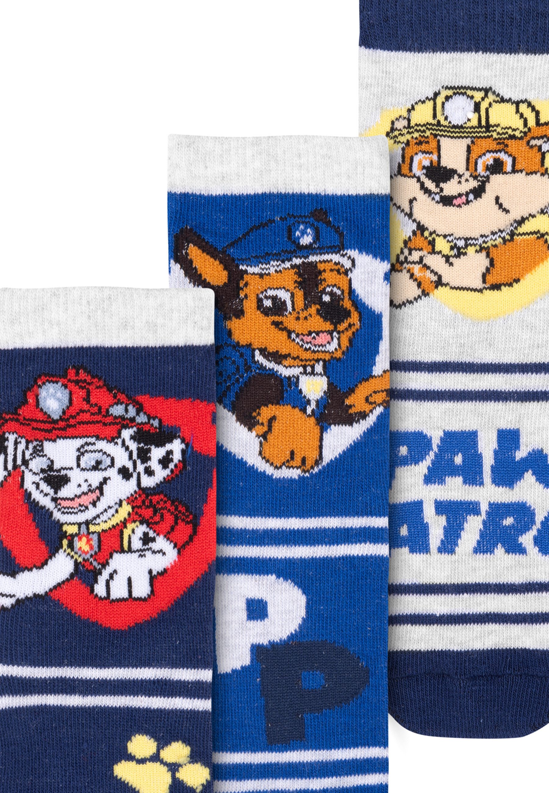 United Labels® Socken Paw Patrol - Chase, Marshall und Rubble - (3er Pack)