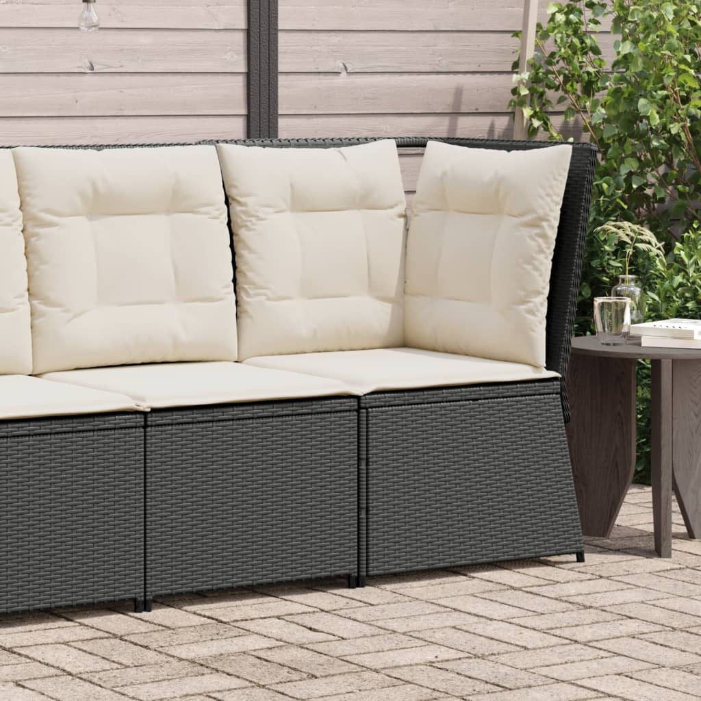furnicato Gartensofa Gartensessel PE-Rattan Schwarz 67x67x95 cm mit Kissen