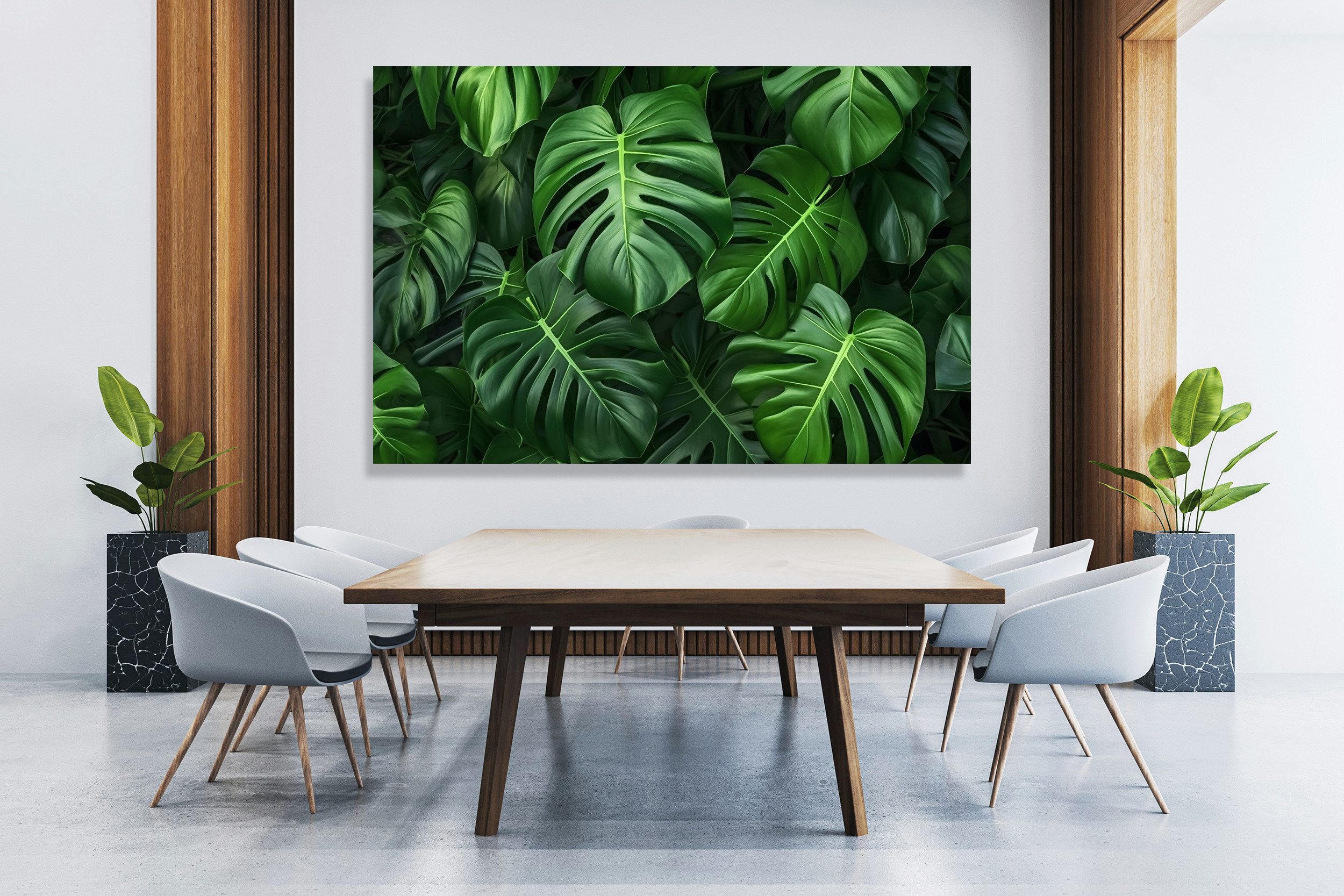 queence XXL-Wandbild Akustikbild Monstera Blätter Pflanze, Blätter, Blätterbilder, Natur, Pflanzen, Pflanzenbilder (1 St), Einfache Akustiklösung ohne Baumaßnahme, Schalldämmung, Paneele
