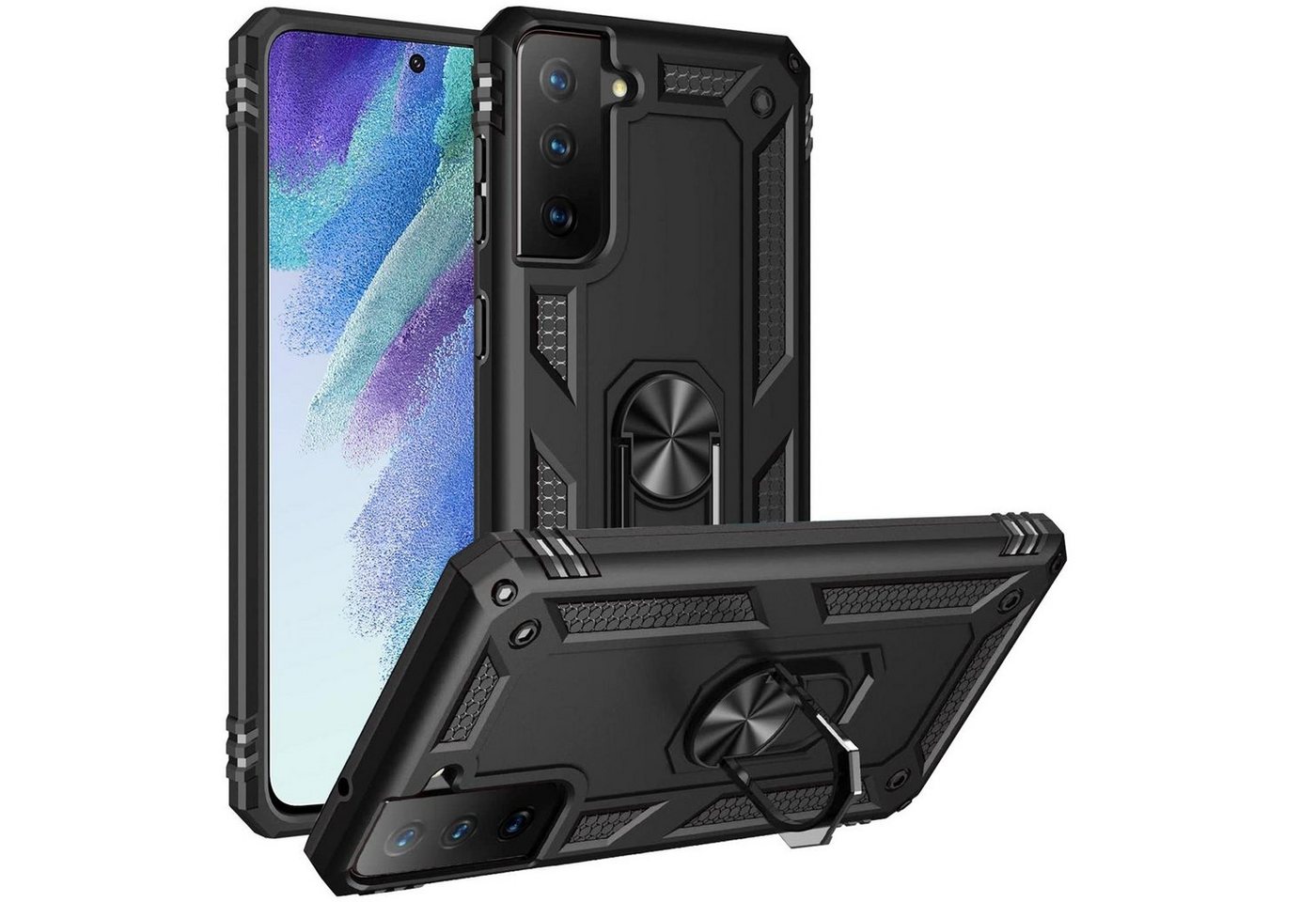 CoolGadget Handyhülle Armor Shield Case für Samsung Galaxy S21 FE 6,4 Zoll, Outdoor Cover mit Magnet Ringhalterung Handy Hülle für Samsung S21 FE