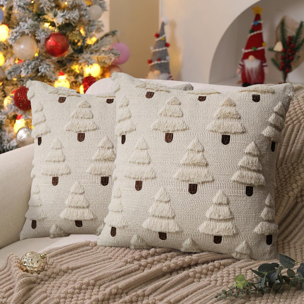 CLTYQ Kissenbezüge 2er Set Weihnachtskissenbezüge 45x45 cm, Stickerei mit W günstig online kaufen