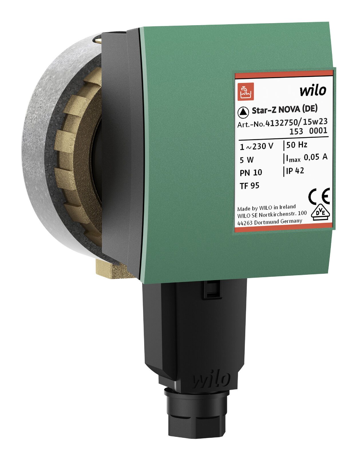 Wilo Umwälzpumpe Star-Z NOVA, Trinkwasserpumpe, Rp 1/2, 230 V, PN 10, Gehäuse Messing