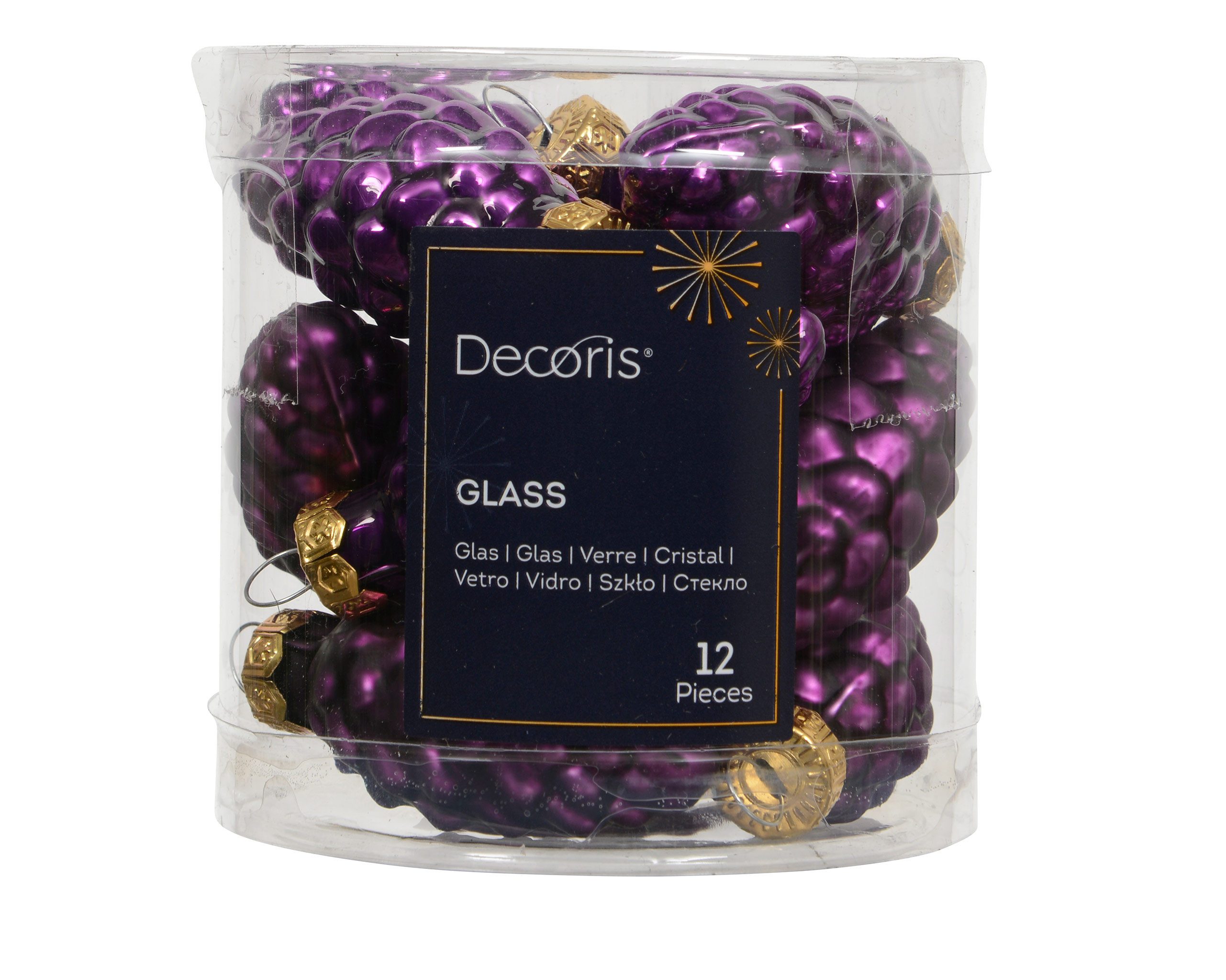 Kaemingk Christbaumschmuck, Christbaumschmuck Zapfen 6cm Glas 12 Stück - Feige