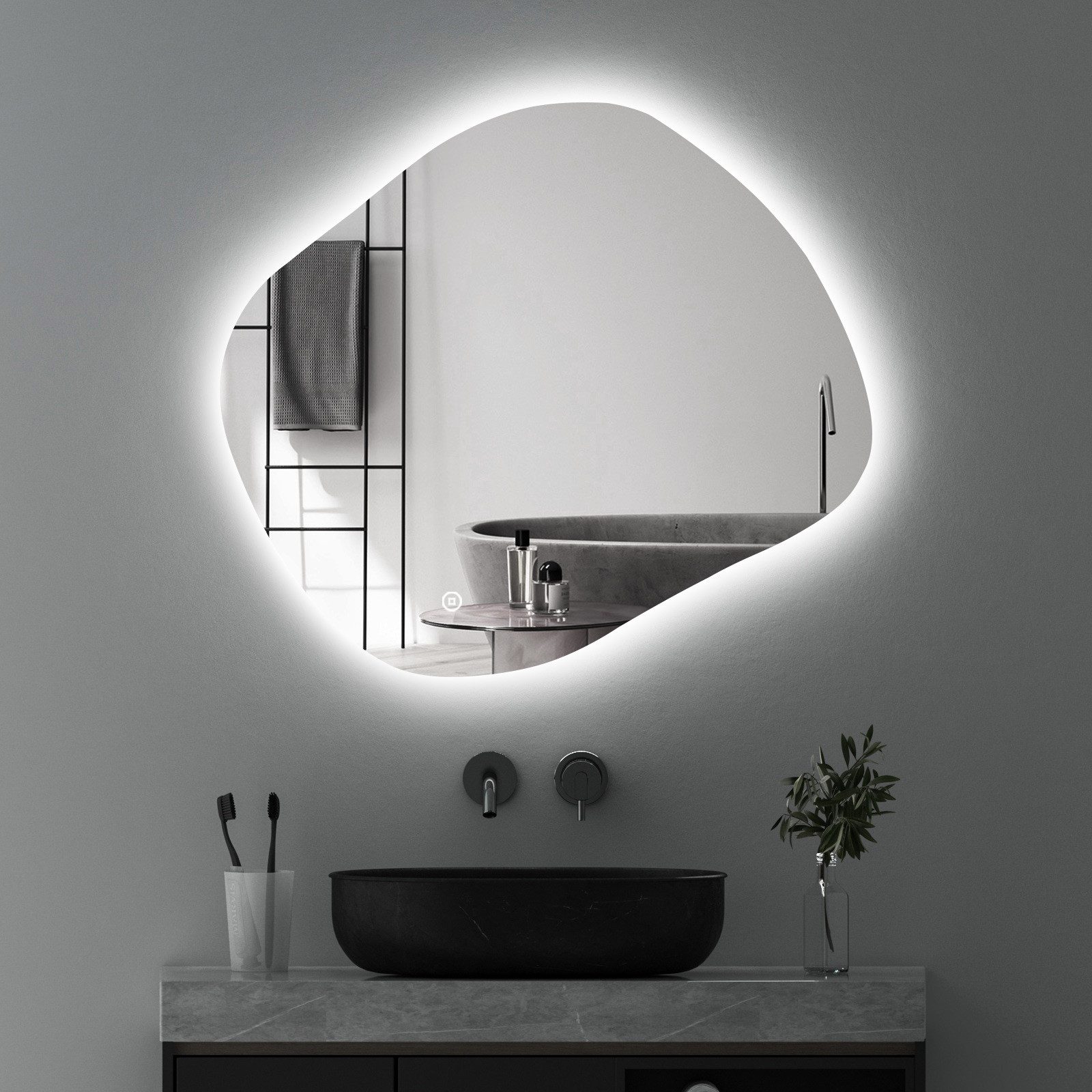 WDWRITTI Badspiegel mit Beleuchtung LED Spiegel Badspiegel 3Lichtfarben Dim günstig online kaufen