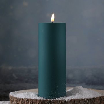 Deluxe Homeart LED-Kerze MIA Deluxe für Außen flackernd H: 20cm D: 7,5cm outdoor dunkelgrün (1-tlg)