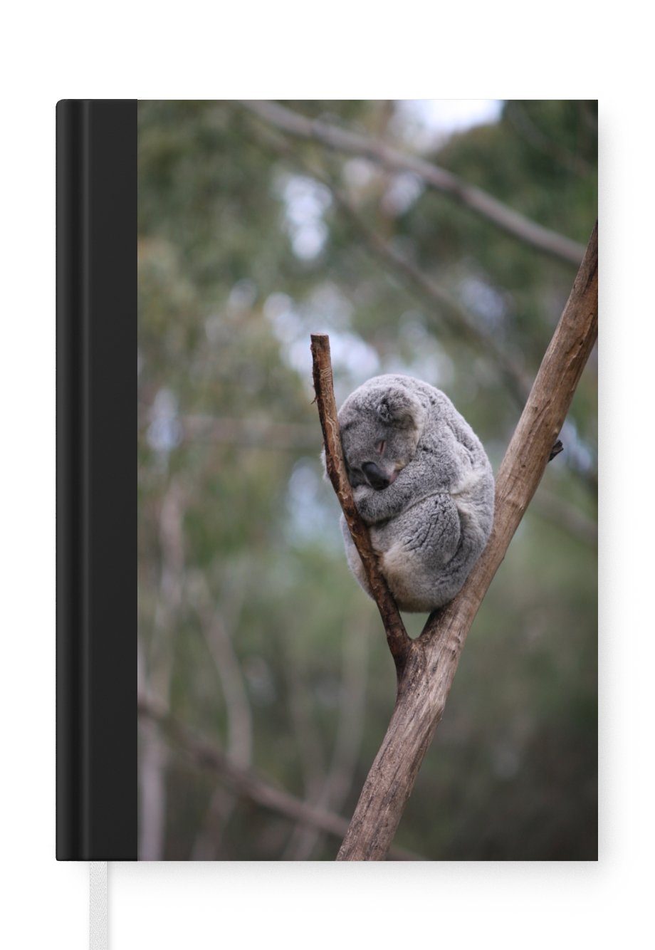 MuchoWow Notizbuch Ein Koala schläft in einem Baum - Kinder - Jungen - Mädchen, Journal, Merkzettel, Tagebuch, Notizheft, A5, 98 Seiten, Haushaltsbuch