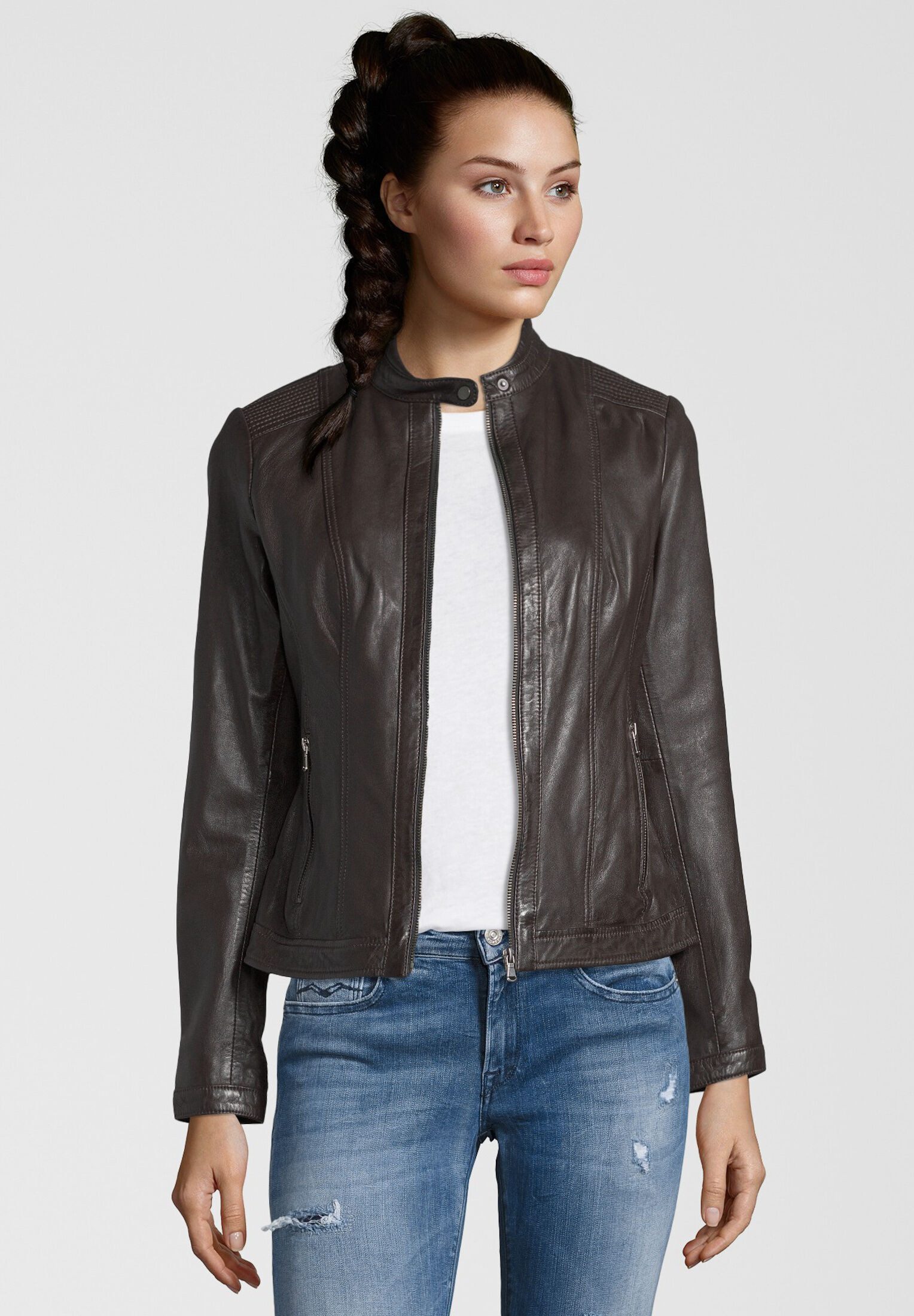 7eleven Lederjacke URSULA (1-St) mit Stehkragen günstig online kaufen