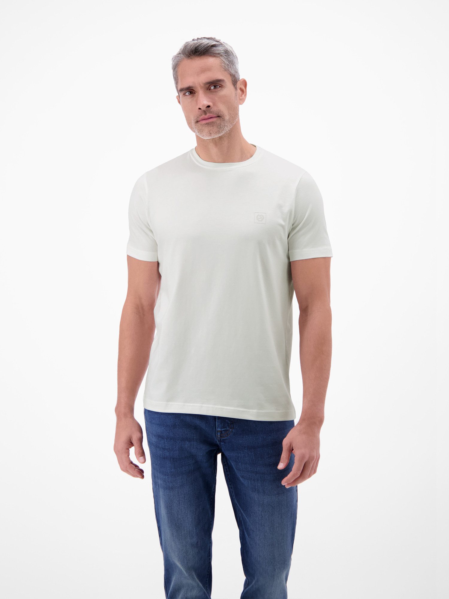 LERROS T-Shirt Basic T-Shirt mit LERROS Logo-Print Two-Tone-Optik / Einfarbig / Elastisch / Atmungsaktiv / Bequem