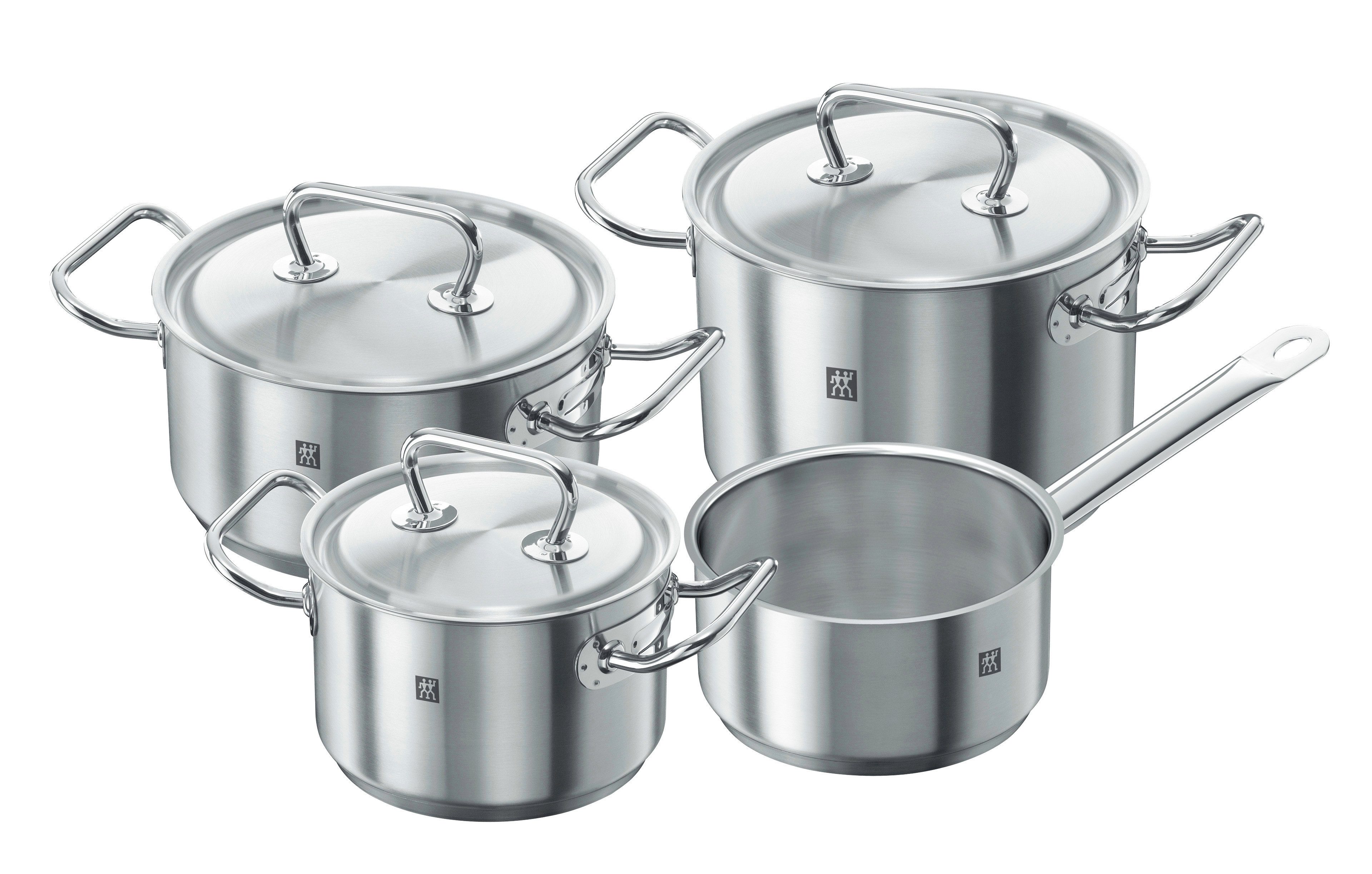 Zwilling Topf-Set TWIN Classic, Edelstahl 18/10 (Set, 4-tlg), 18/10 Edelstahl, Silber, 4-tlg., Induktion