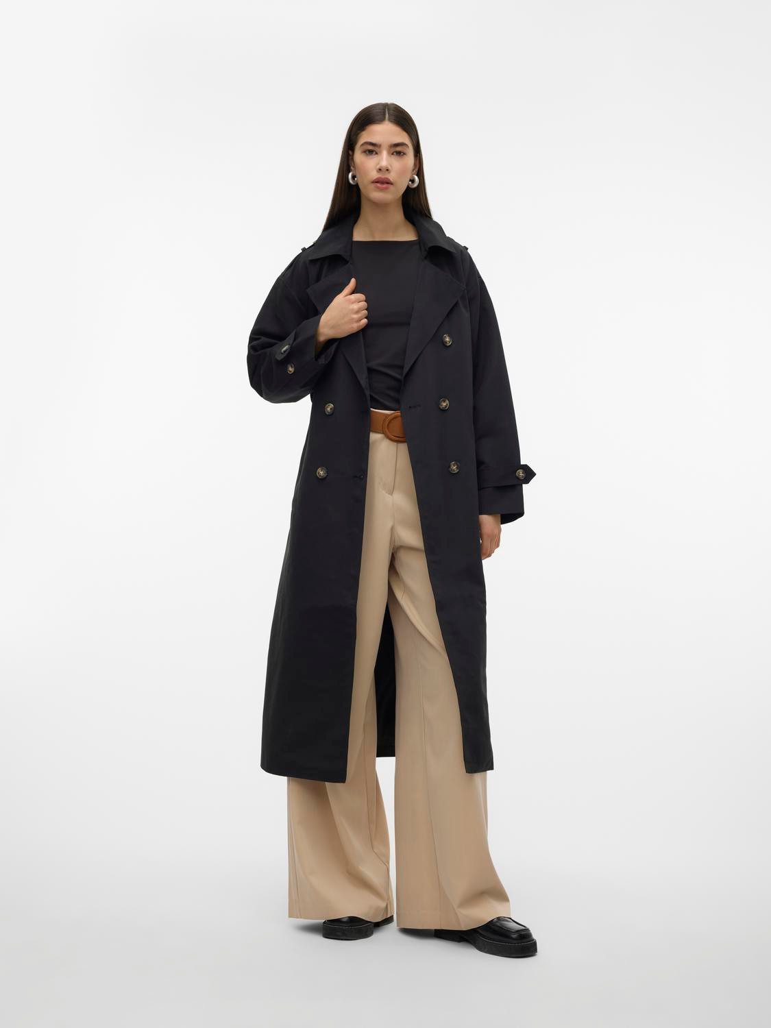Vero Moda Trenchcoat VMCHLOE LONG TRENCHCOAT GA NOOS Zweireiher mit Bindegürtel