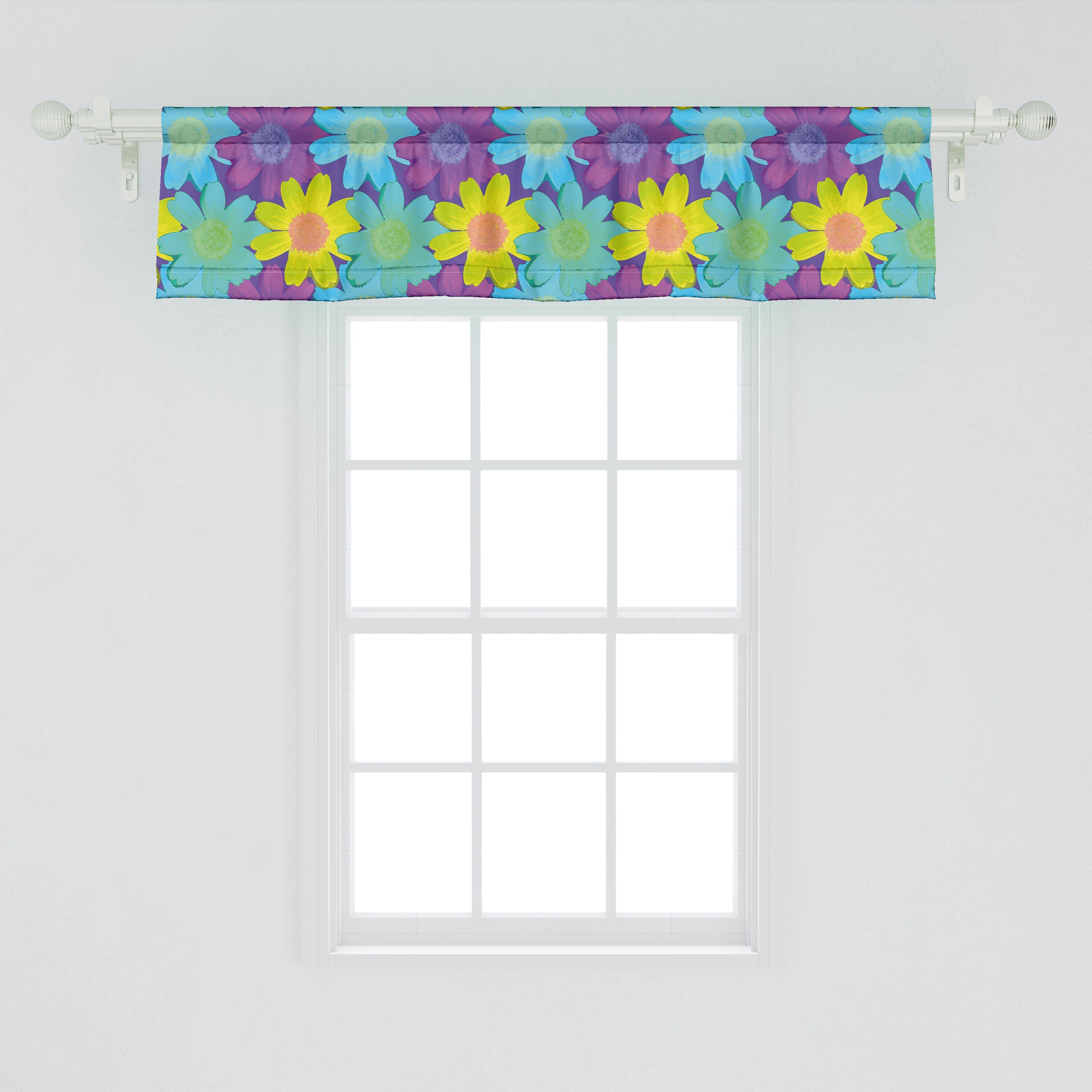 Scheibengardine Vorhang Volant für Jahre 90er Aquarell-Stil mit der Schlafzimmer Küche Abakuhaus, Dekor Microfaser, Blumen Muster Stangentasche