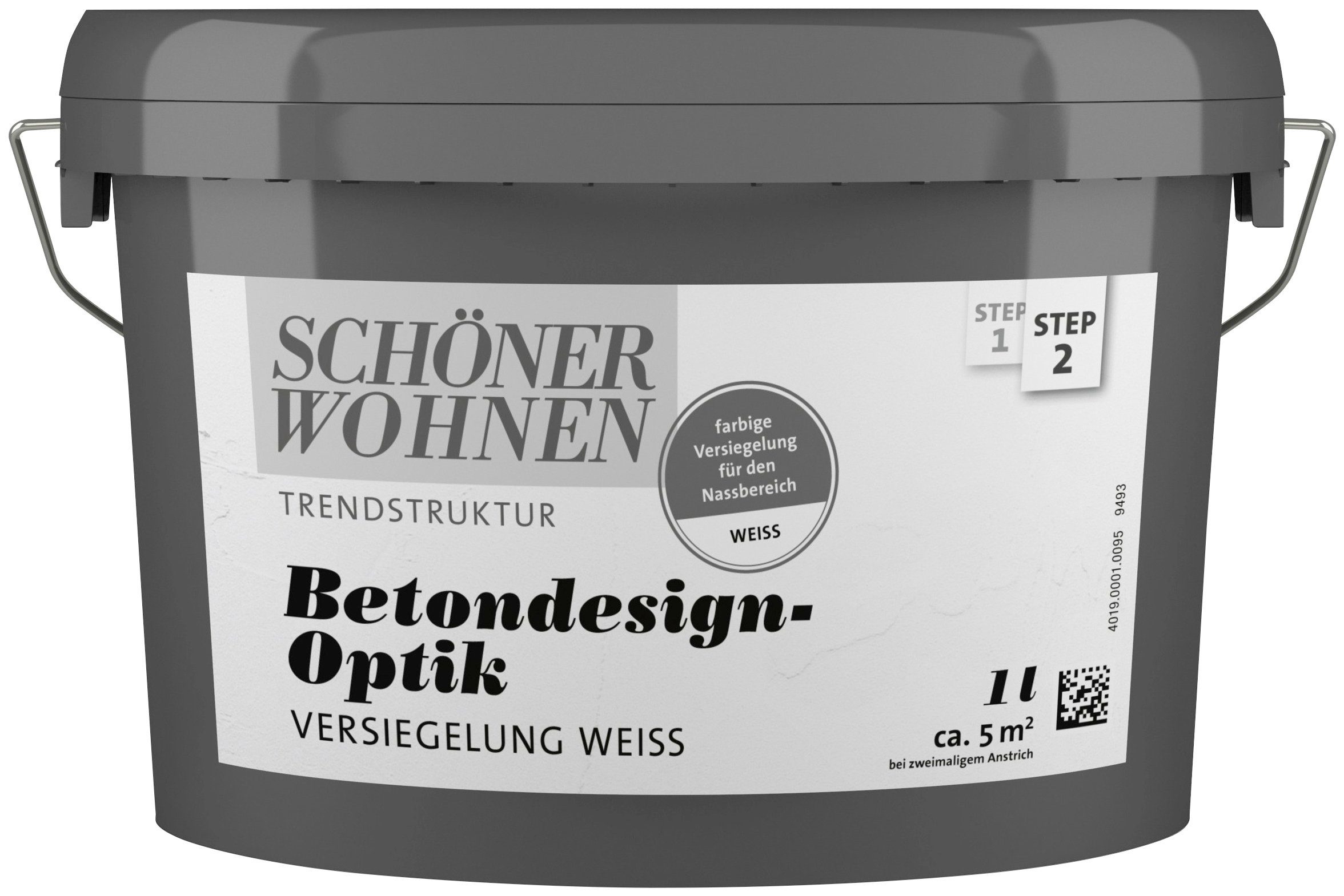 TRENDSTRUKTUR 2 Versiegelung, für Betondesign-Optik Wand- und WOHNEN Lack SCHÖNER Bodenfliesen weiß Liter, Beton-Look Step 1 FARBE