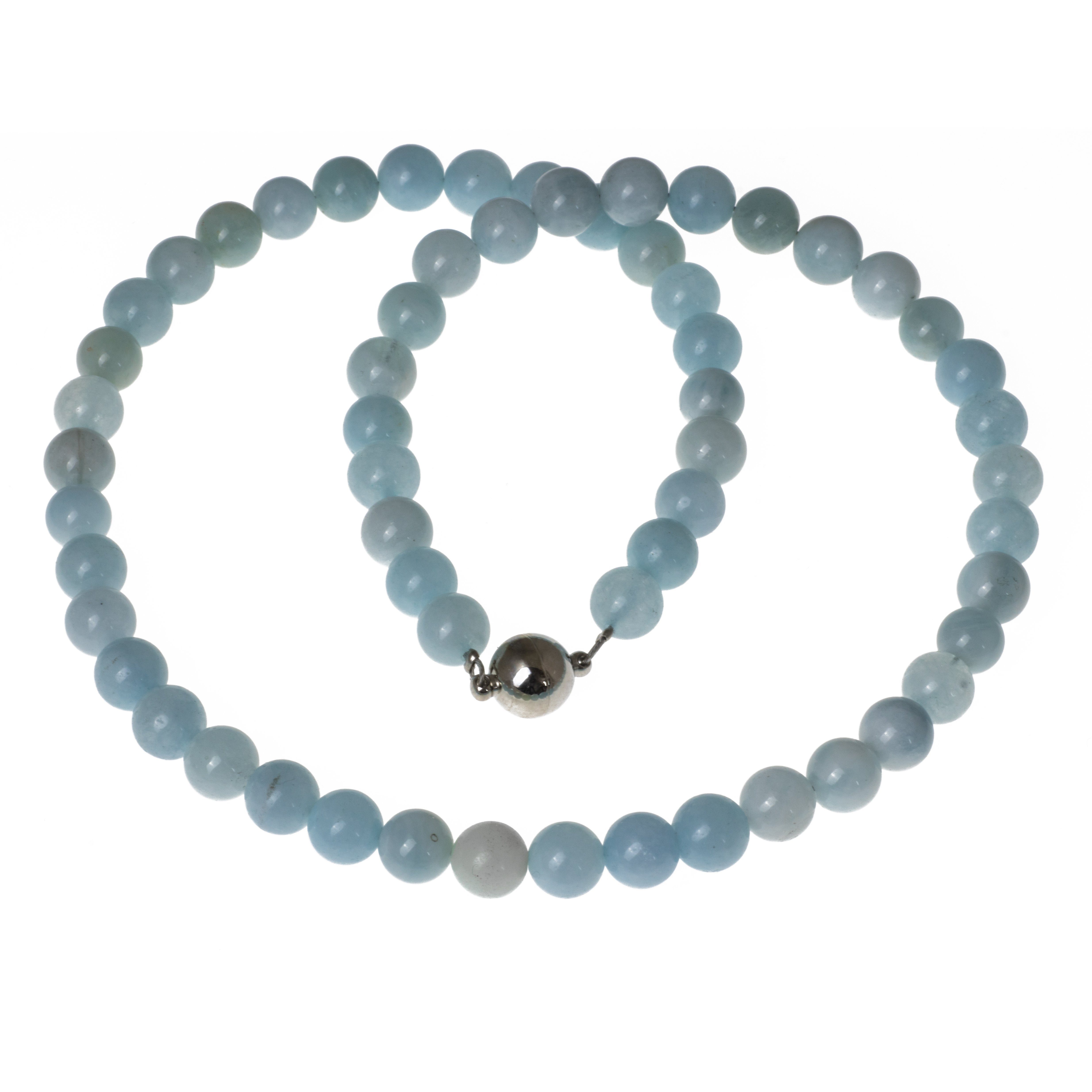 Perlenkette Aquamarin 8 mm, Magnetverschluss günstig online kaufen